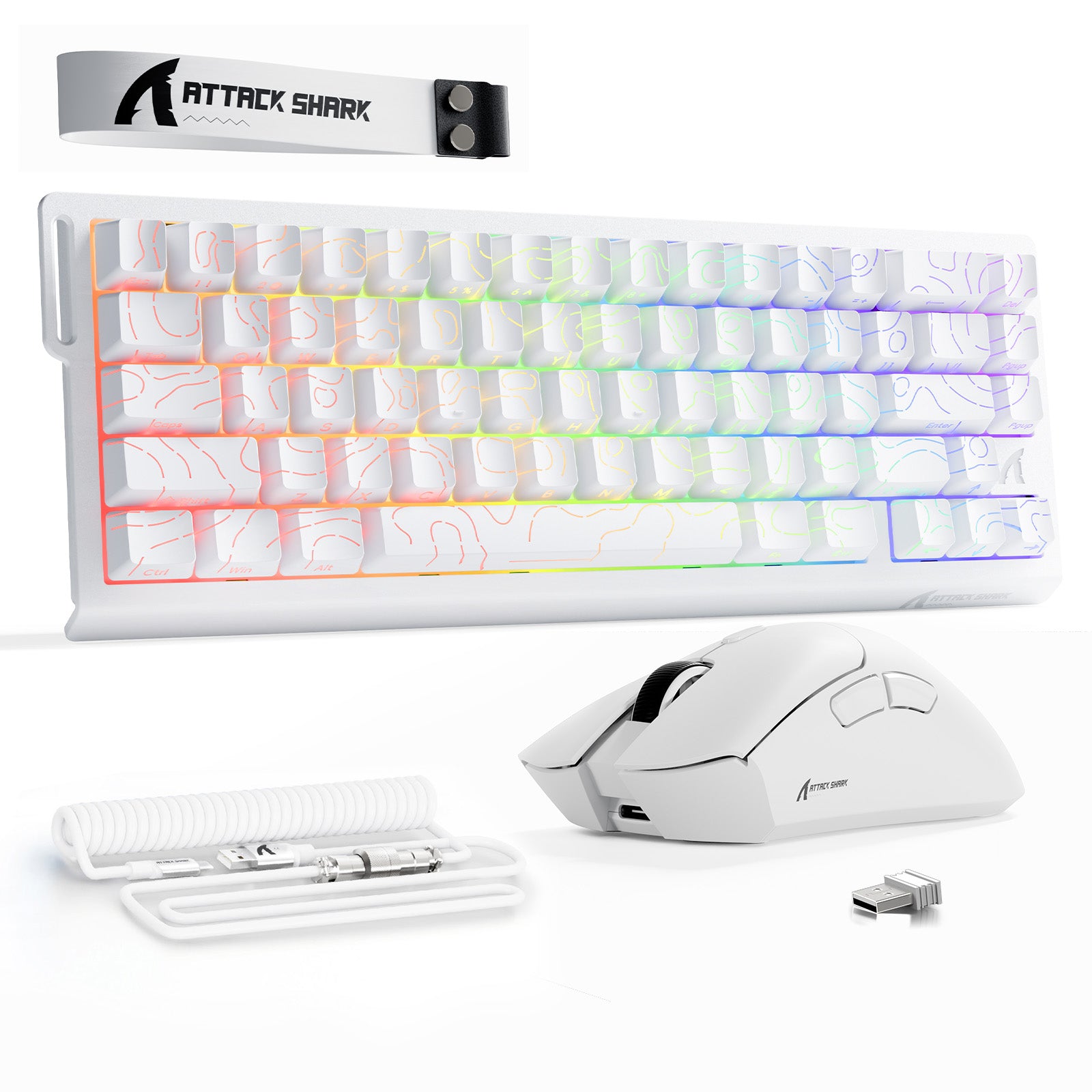 ATTACK SHARK X68HE Klawiatura Rapid Trigger + bezprzewodowa mysz do gier R1 + kabel spiralny C01 w zestawie