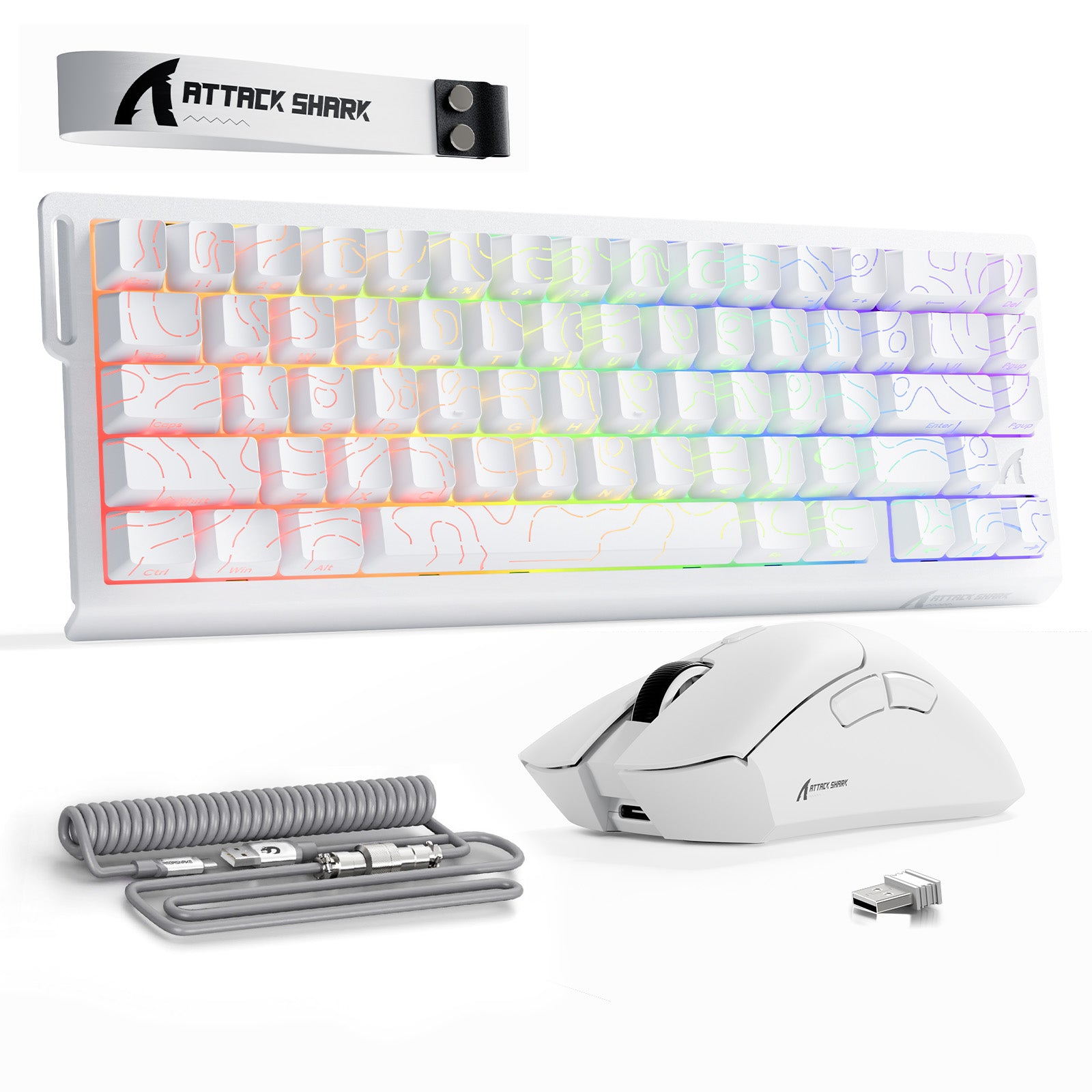 ATTACK SHARK X68HE Klawiatura Rapid Trigger + bezprzewodowa mysz do gier R1 + kabel spiralny C01 w zestawie