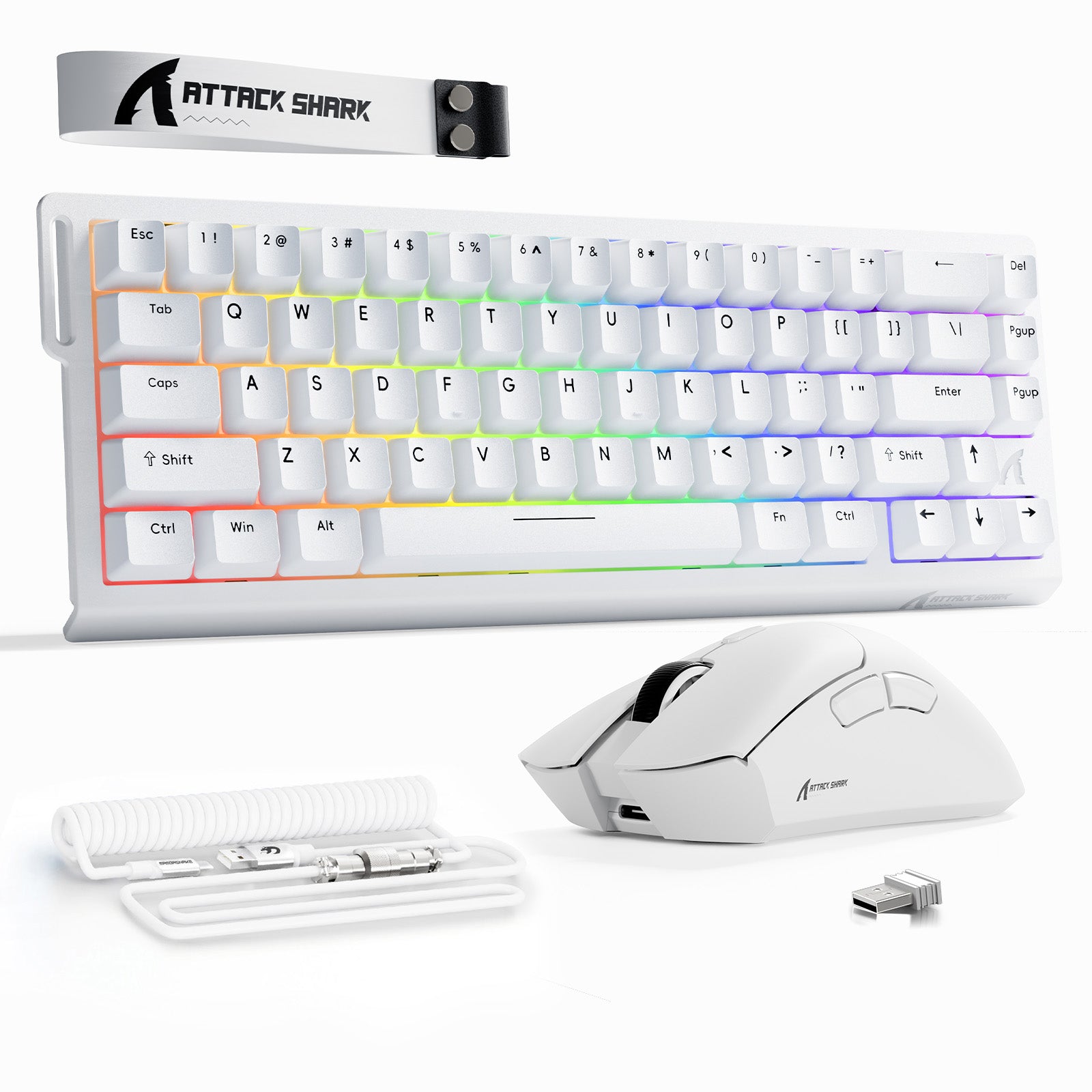 ATTACK SHARK X68HE Klawiatura Rapid Trigger + bezprzewodowa mysz do gier R1 + kabel spiralny C01 w zestawie