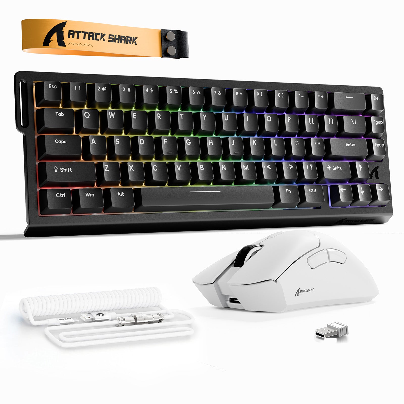 ATTACK SHARK X68HE Klawiatura Rapid Trigger + bezprzewodowa mysz do gier R1 + kabel spiralny C01 w zestawie