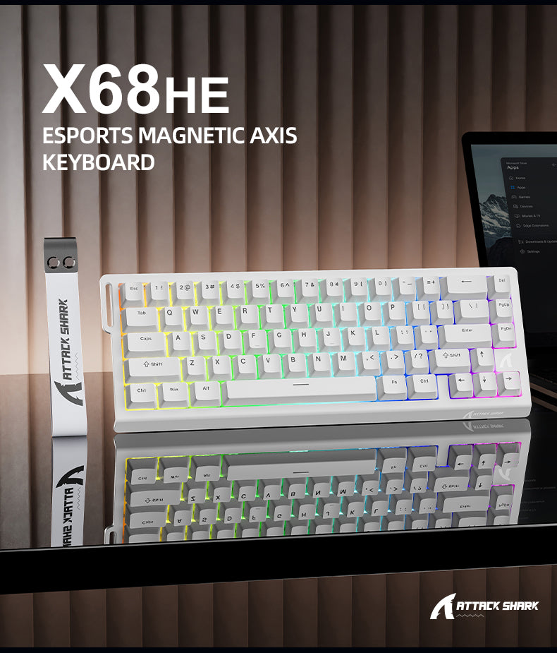 ATTACK SHARK X68 HE Klawiatura z Magnetycznym Przełącznikiem Rapid Trigger ze Spiralnym Kablem C01PRO