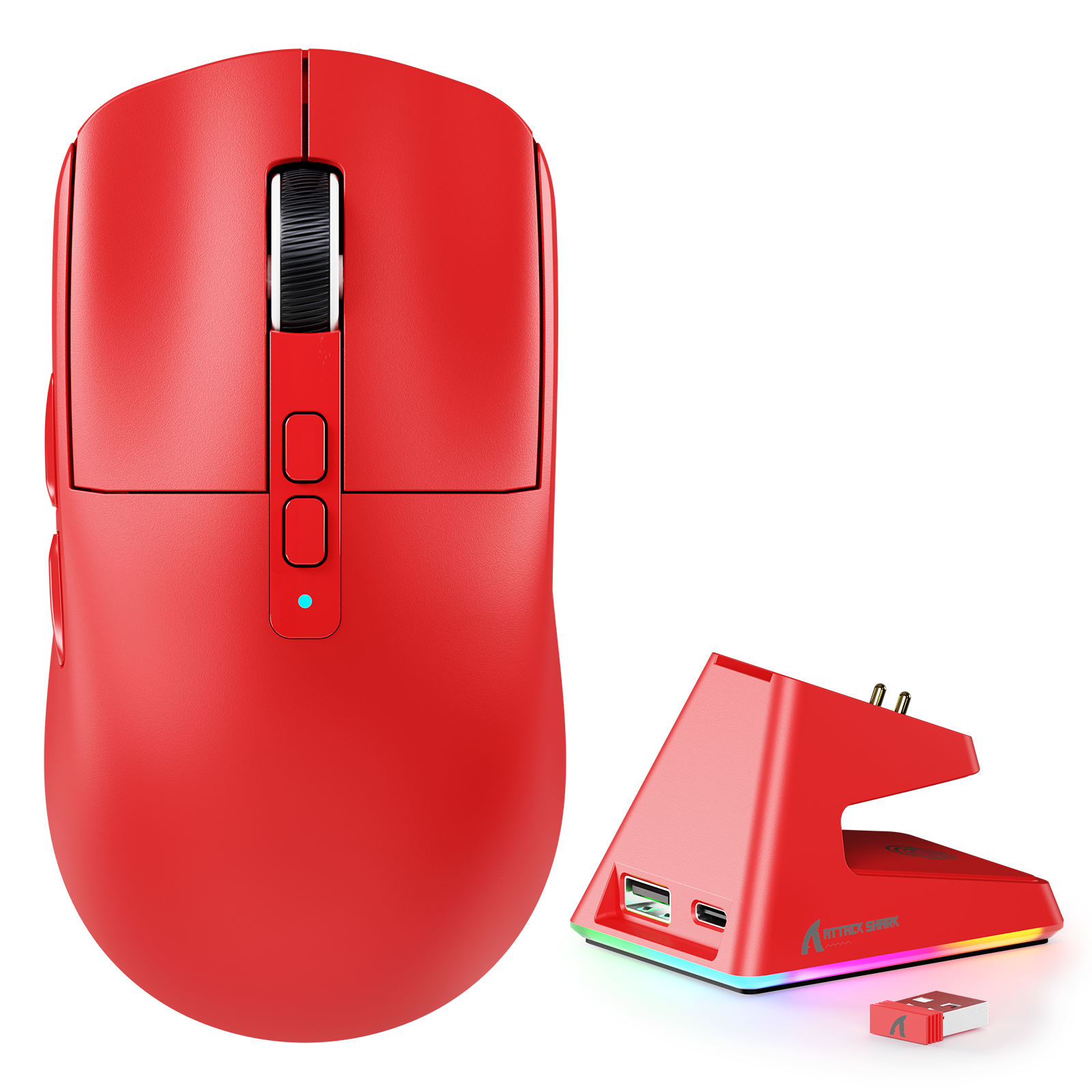 ATTACK SHARK X6 ultra-light gaming mouse with charging dock, 49g ergonomic black design