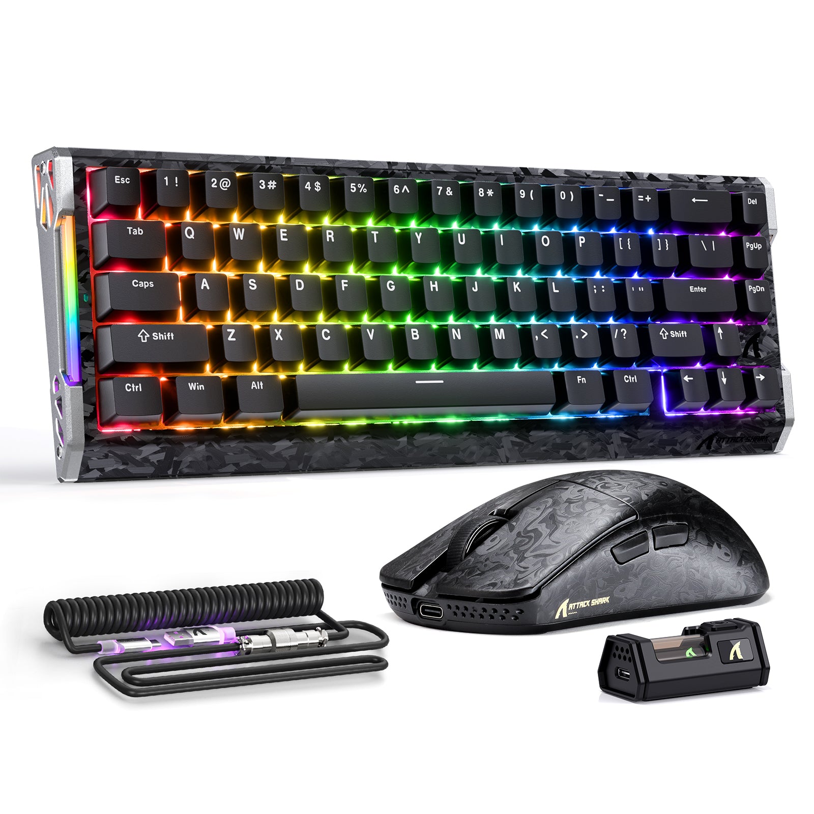 ATTACK SHARK R68 HE & R11 ULTRA Zestaw do gier z włókna węglowego z kablem spiralnym C01 ULTRA