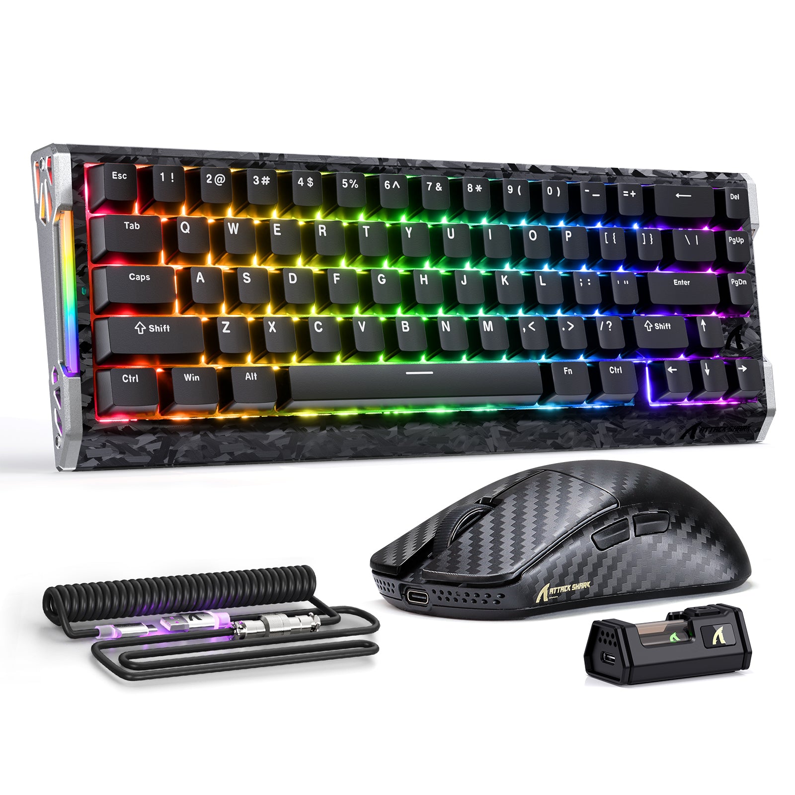 ATTACK SHARK R68 HE & R11 ULTRA Zestaw do gier z włókna węglowego z kablem spiralnym C01 ULTRA