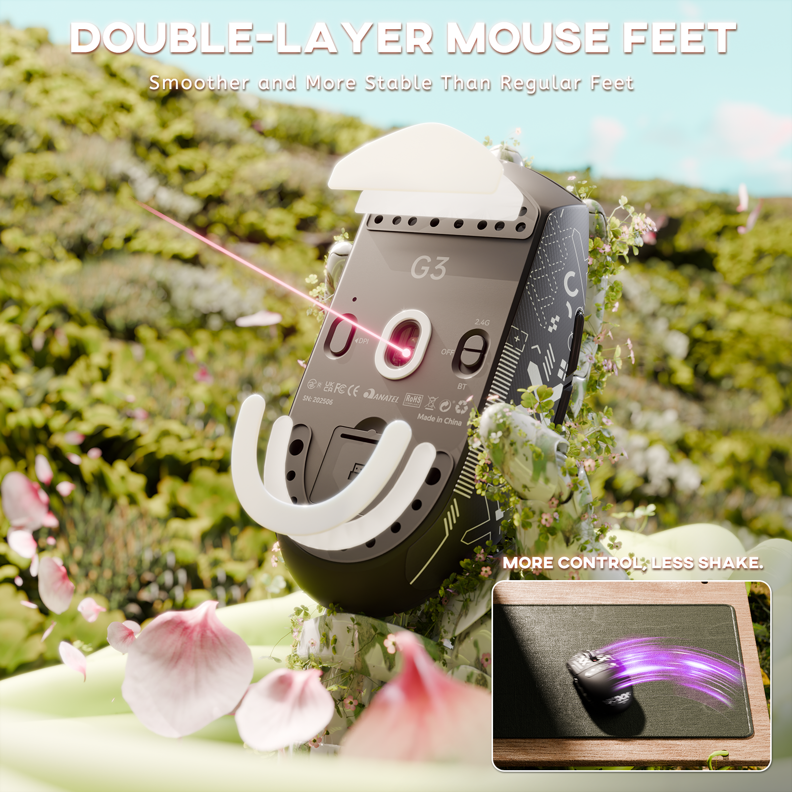 ATTACK SHARK G3 Tri-mode Bezprzewodowa mysz do gier 25000 DPI Ultra lekka