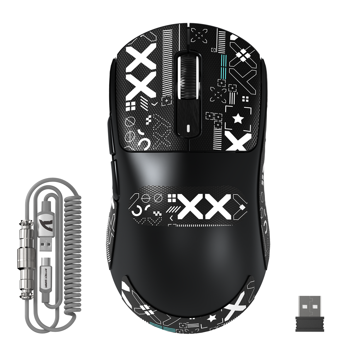 Bezprzewodowa mysz gamingowa ATTACK SHARK X3 MAX z sensorem PAW3950 i przewodem spiralnym C06