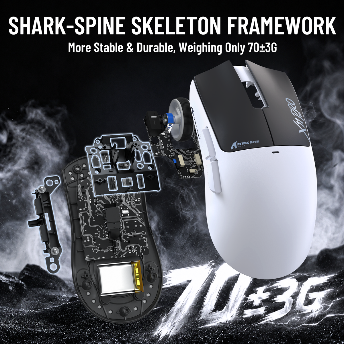 Bezprzewodowa mysz gamingowa ATTACK SHARK X11 PRO V2 z wyświetlaczem TFT, stacją ładującą i zwiniętym kablem C06