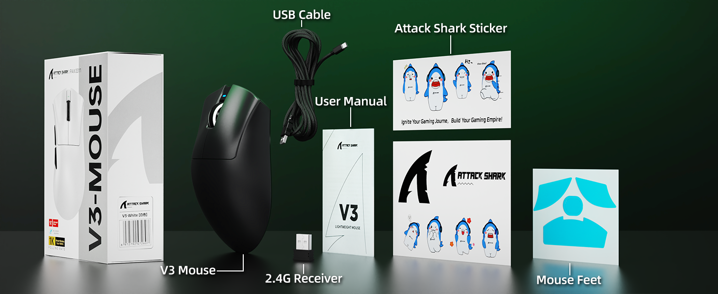 ATTACK SHARK V3 Ultra lekka Tri-mode mysz gamingowa