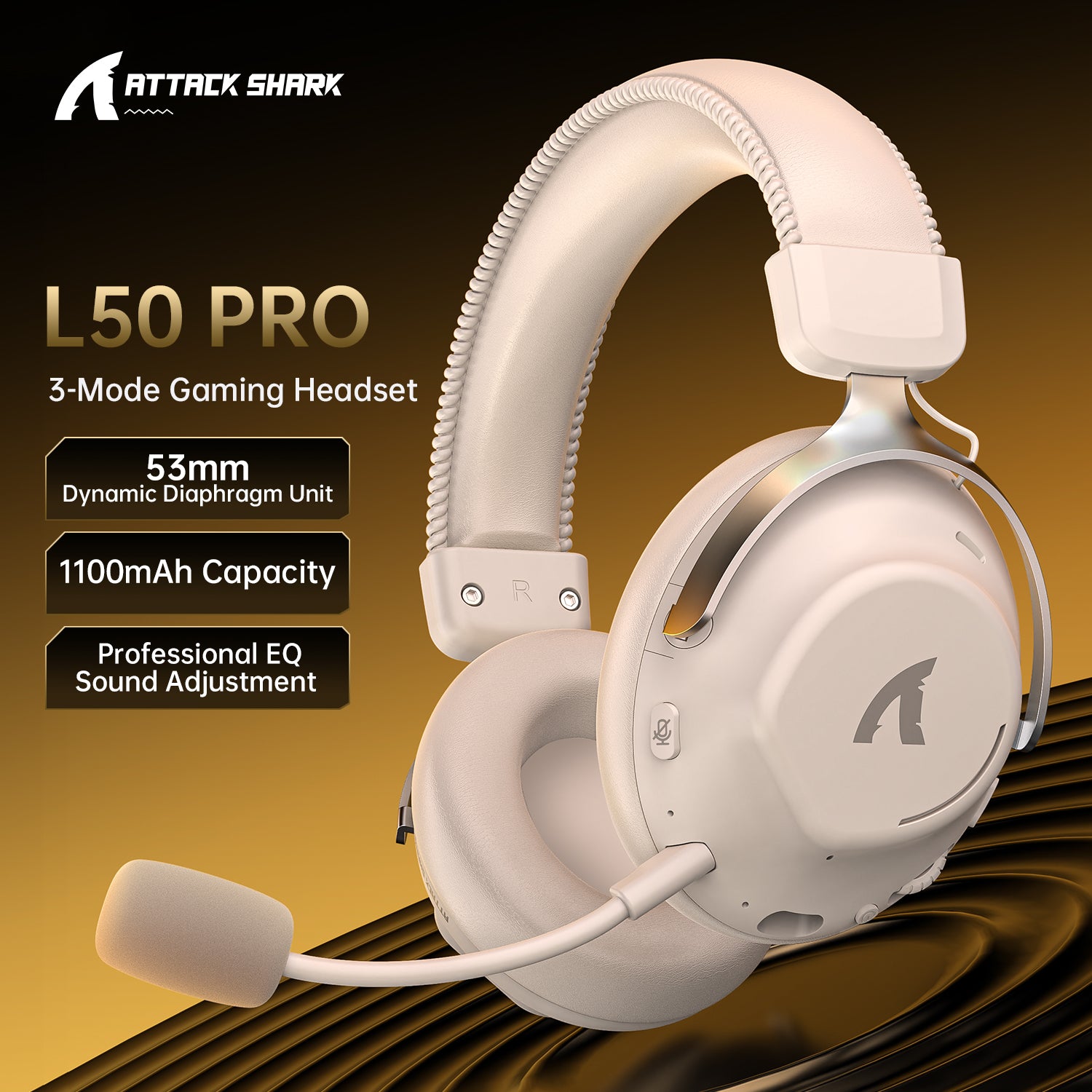 ATTACK SHARK L50PRO Tri-Mode Connection Bezprzewodowy zestaw słuchawkowy do gier