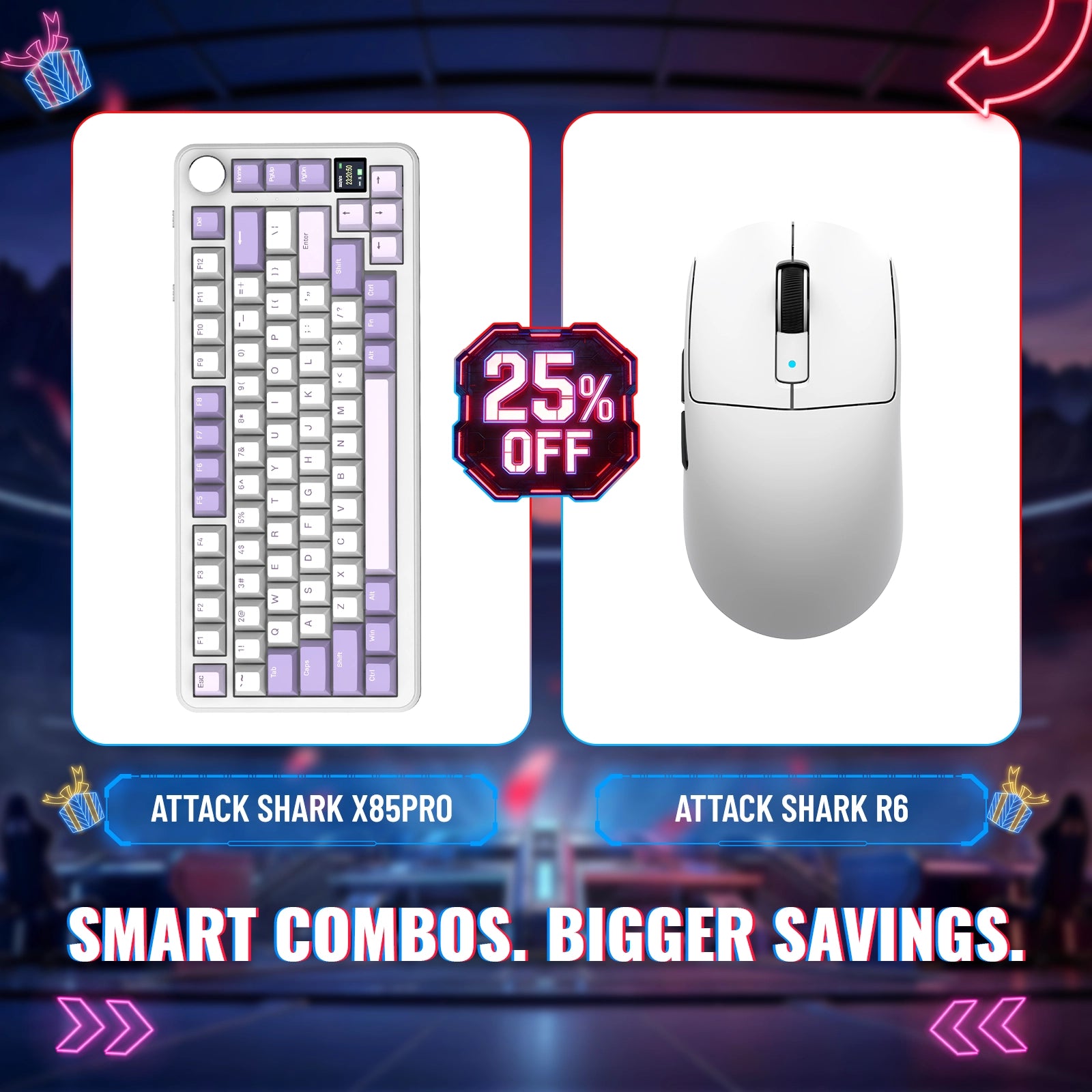 ATTACK SHARK X85PRO Tri-mode Gasket Mechanical Keyboard + R6 Wireless Gaming Mouse Bundle