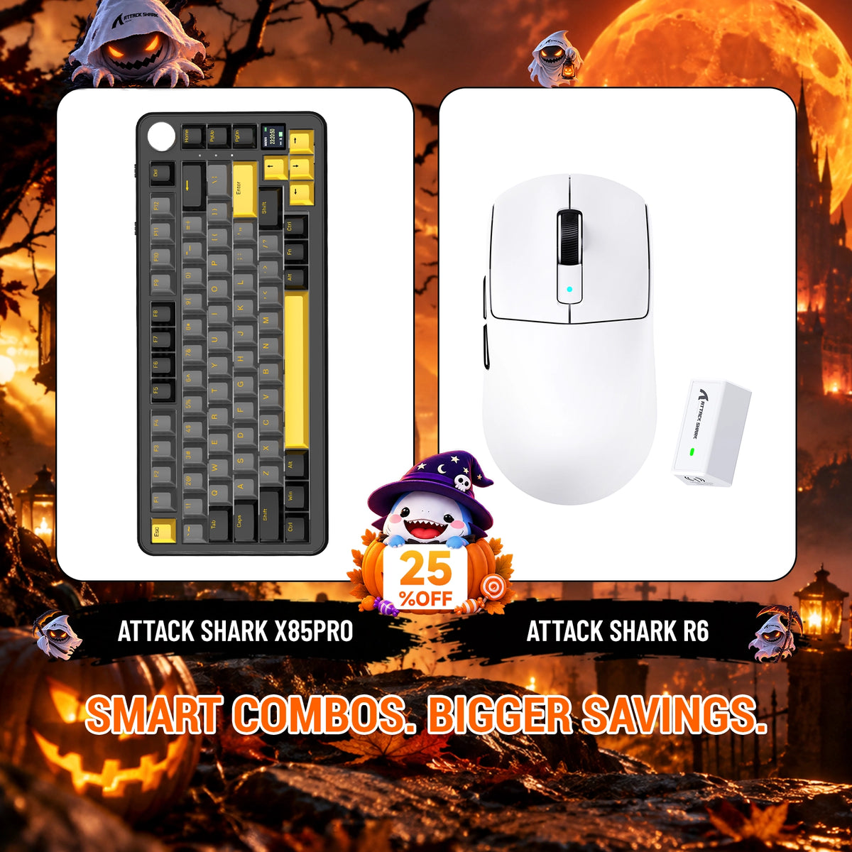 Zestaw ATTACK SHARK X85 PRO Tri-mode Gasket – klawiatura mechaniczna + bezprzewodowa mysz gamingowa R6