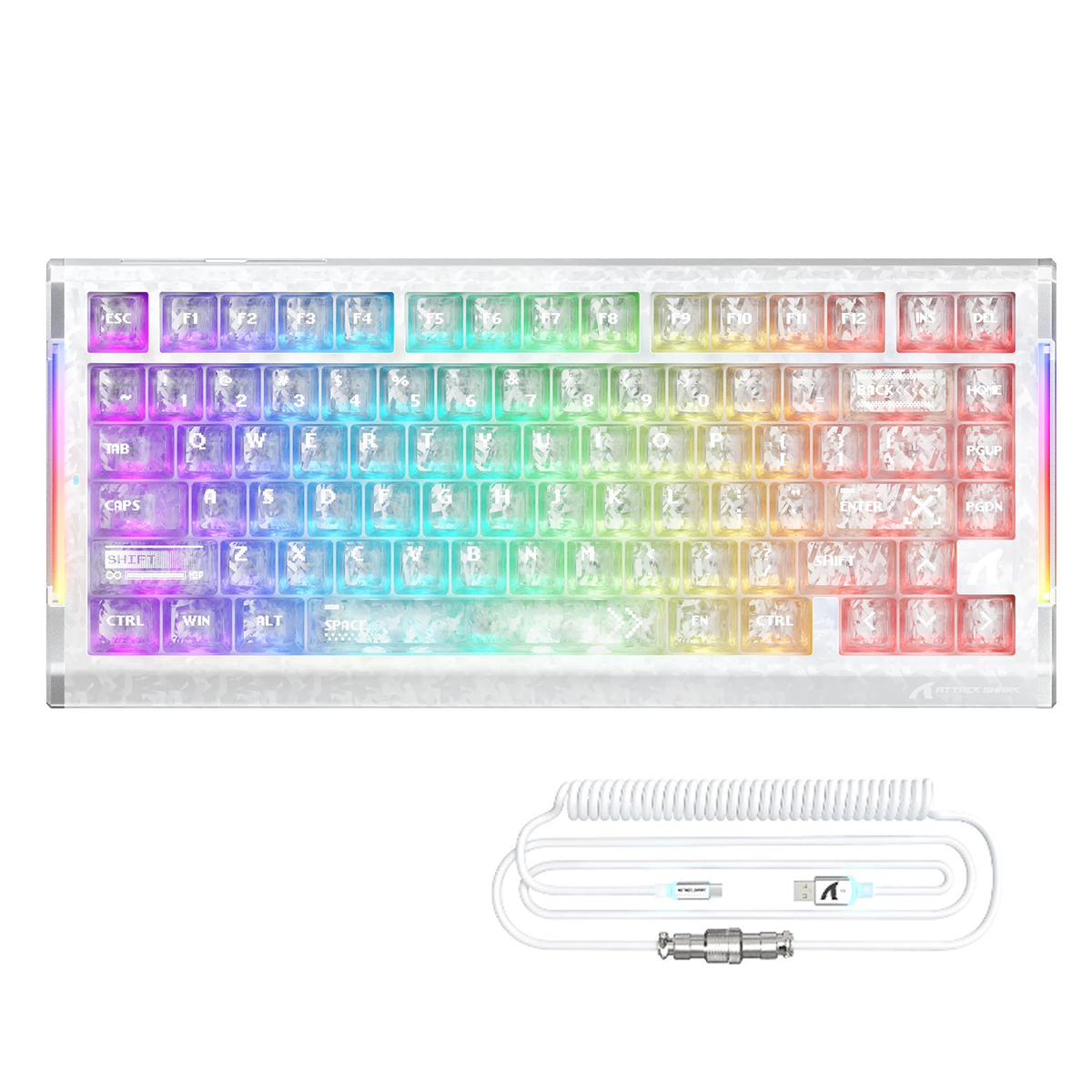 ATTACK SHARK R86 HE Carbon Fiber Przewodowa klawiatura gamingowa z magnetycznymi przełącznikami i szybkim wyzwalaniem, z kablem spiralnym C01 ULTRA RGB
