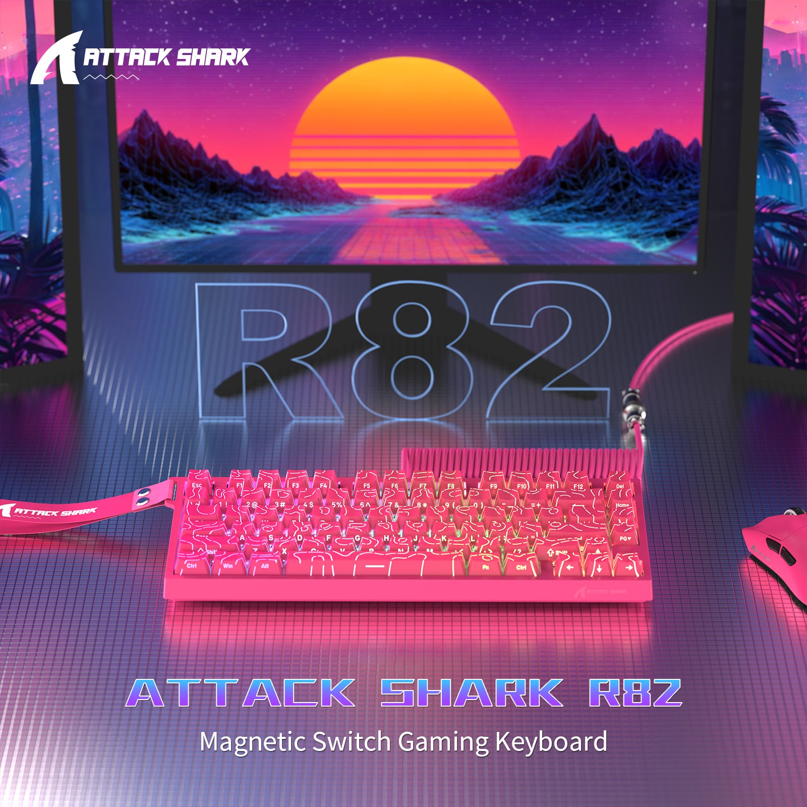 ATTACK SHARK R82 HE Przewodowa klawiatura do gier 75% z kablem LED C01ULTRA