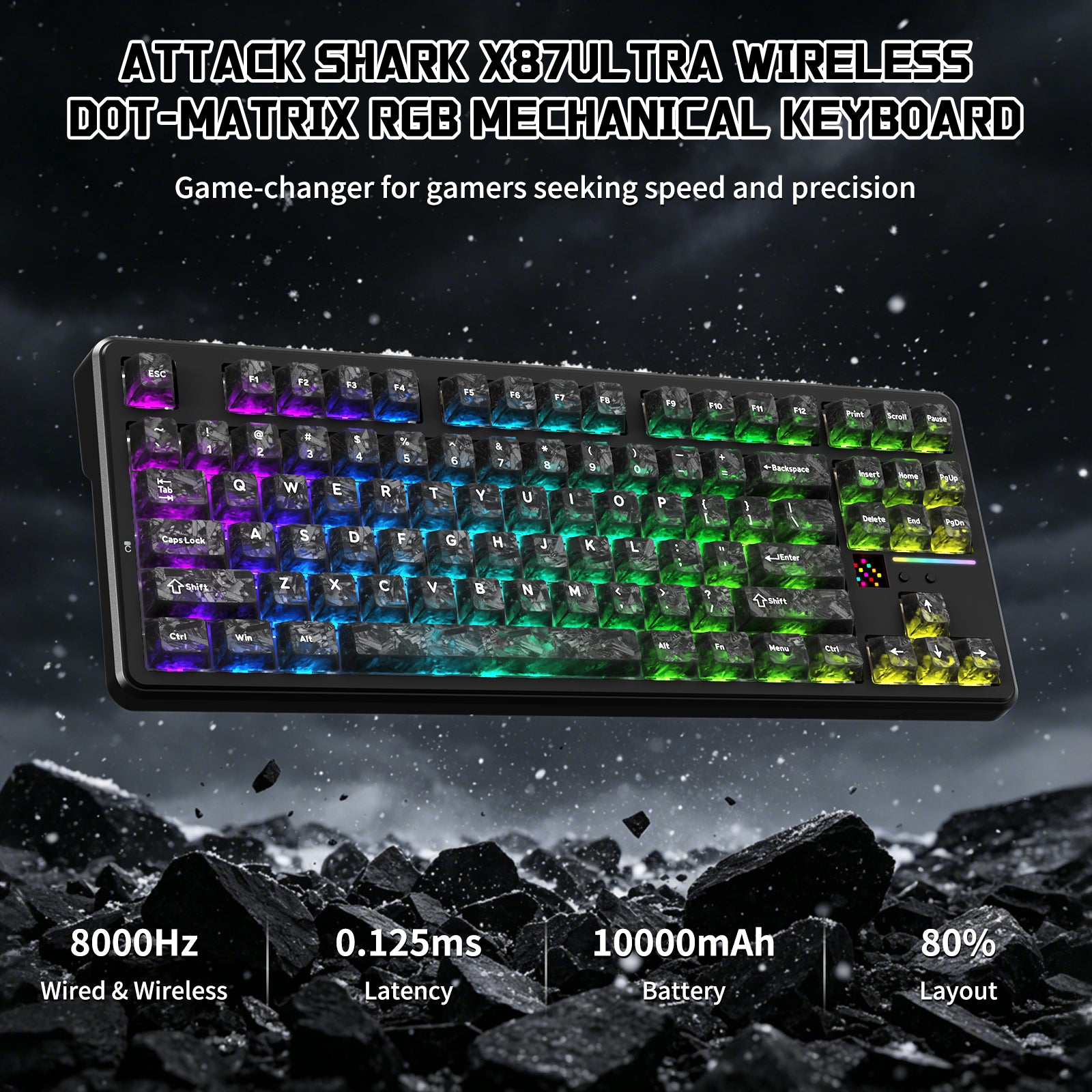 ATTACK SHARK X87 ULTRA Bezprzewodowa mechaniczna klawiatura z odbiornikiem 8K