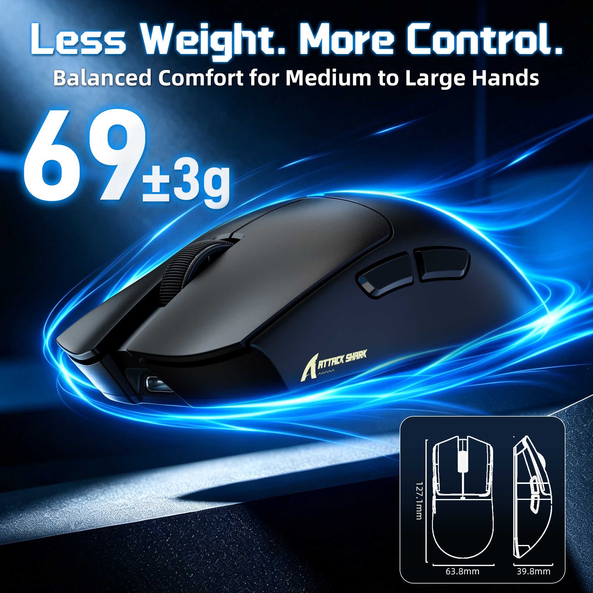 Bezprzewodowa mysz gamingowa ATTACK SHARK X11 PRO V2 z wyświetlaczem TFT i stacją ładującą