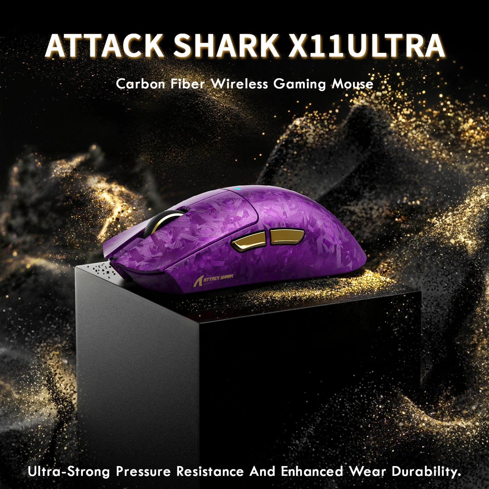ATTACK SHARK X11 ULTRA Bezprzewodowa mysz gamingowa z włókna węglowego z kablem C06 Ultra LED