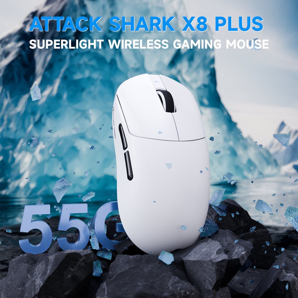 Bezprzewodowa mysz gamingowa ATTACK SHARK X8 PLUS z trzema trybami łączności i kablem C06 ULTRA