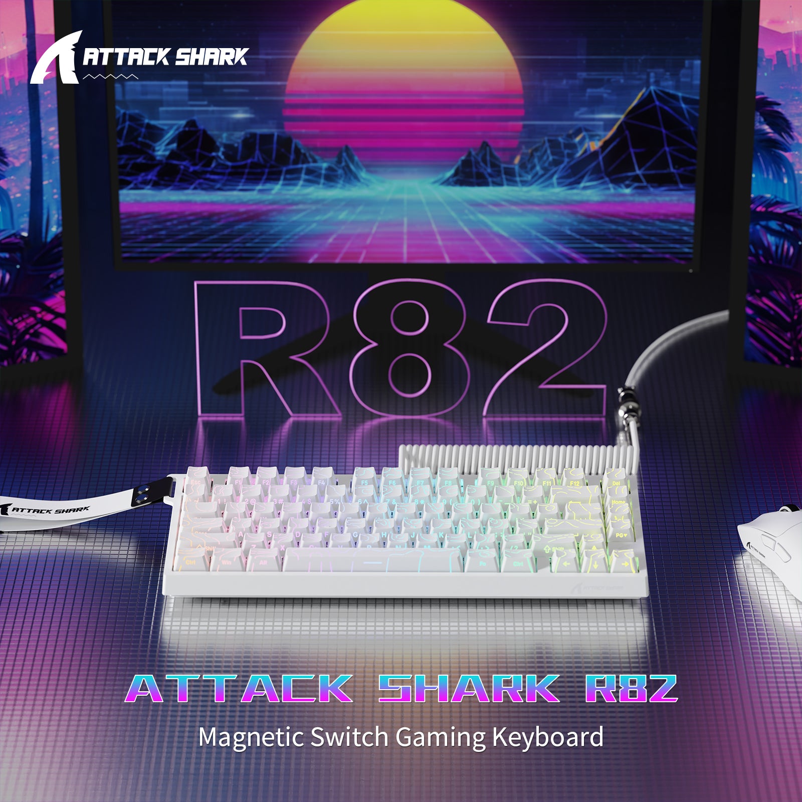 ATTACK SHARK R82 HE Przewodowa klawiatura do gier 75% z kablem LED C01ULTRA