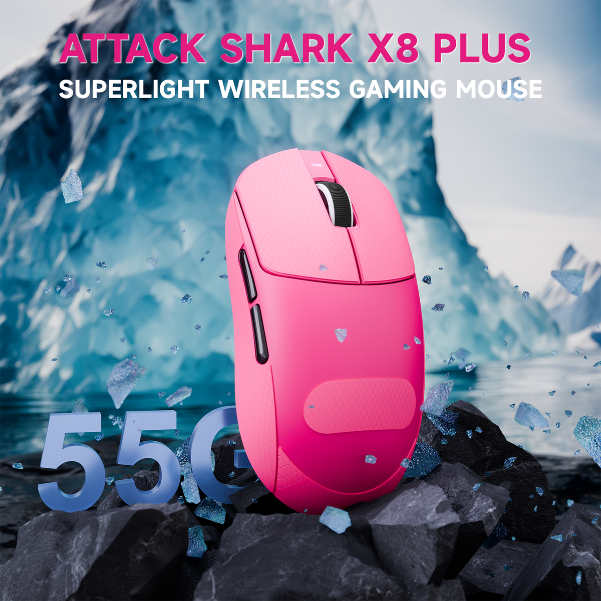 Bezprzewodowa mysz gamingowa ATTACK SHARK X8 PLUS z trzema trybami łączności i kablem C06 ULTRA