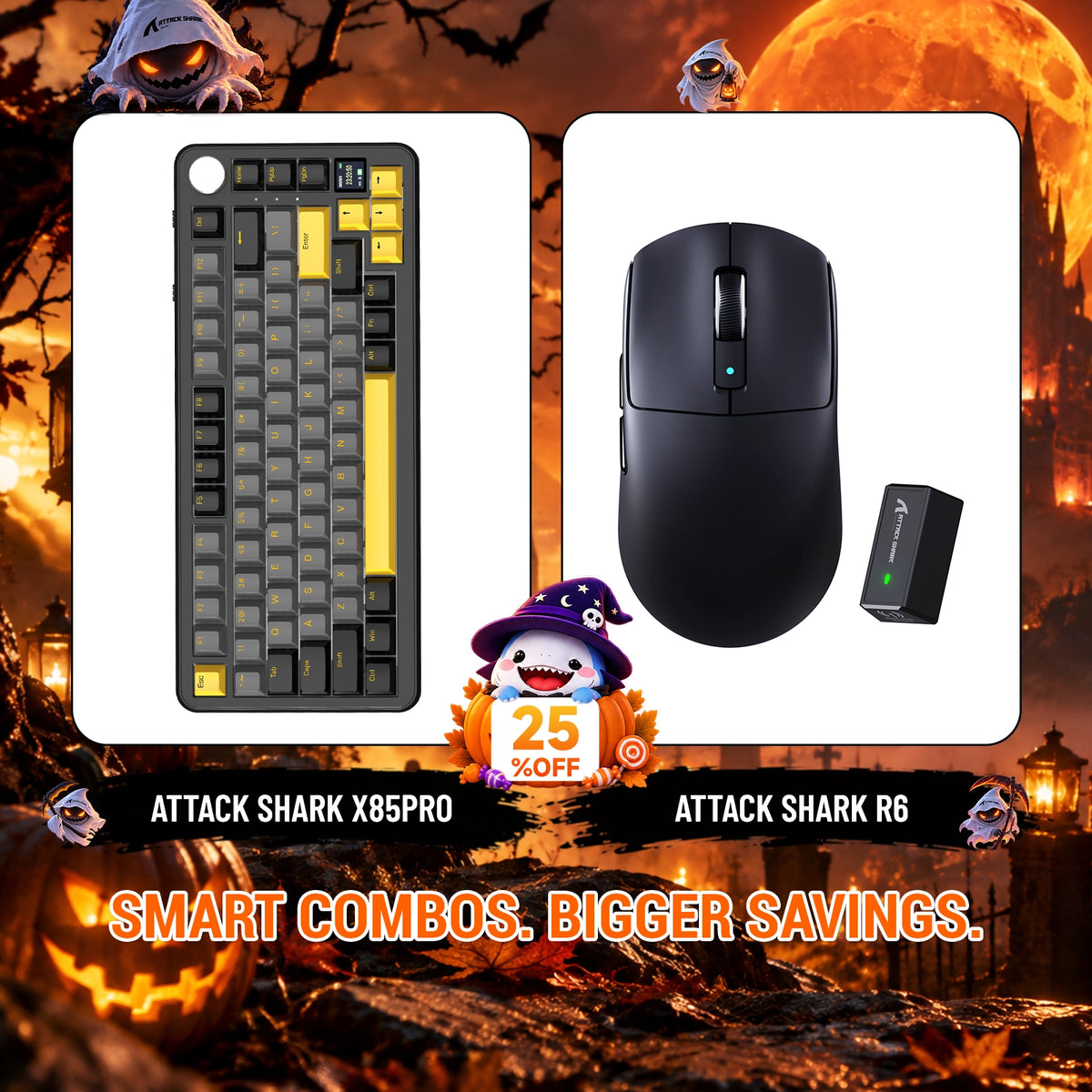 Zestaw ATTACK SHARK X85 PRO Tri-mode Gasket – klawiatura mechaniczna + bezprzewodowa mysz gamingowa R6