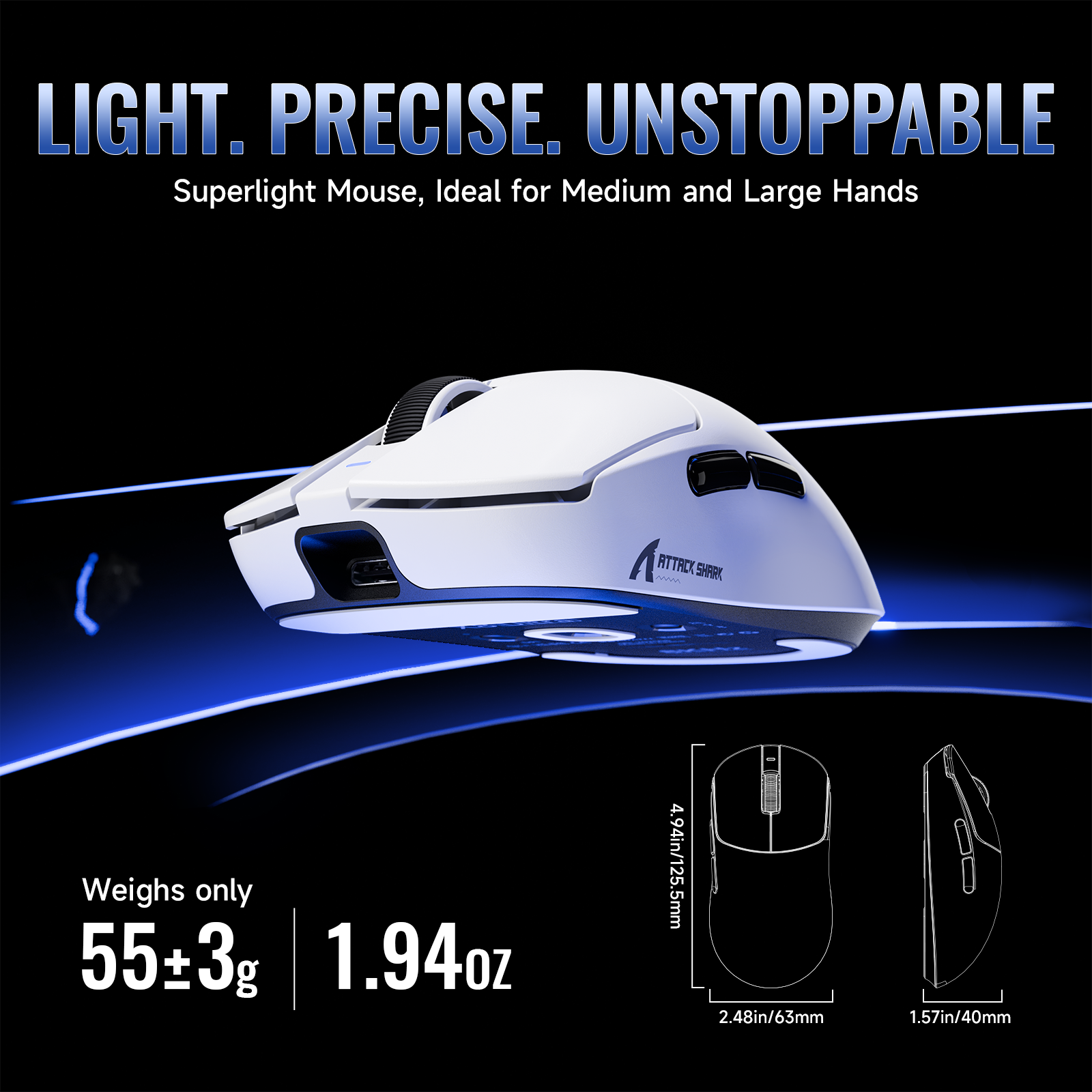 ATTACK SHARK X8 Series Tri-mode Lekka bezprzewodowa mysz gamingowa