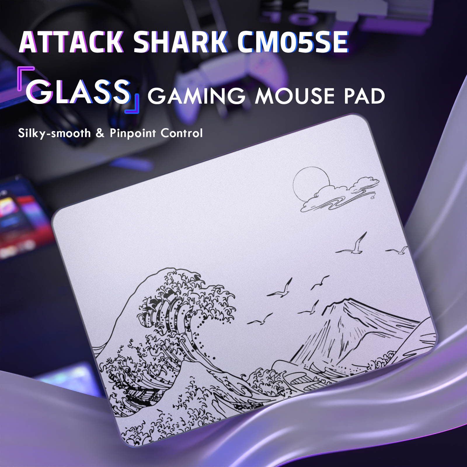 ATTACK SHARK CM05 Szklana podkładka pod mysz do gier