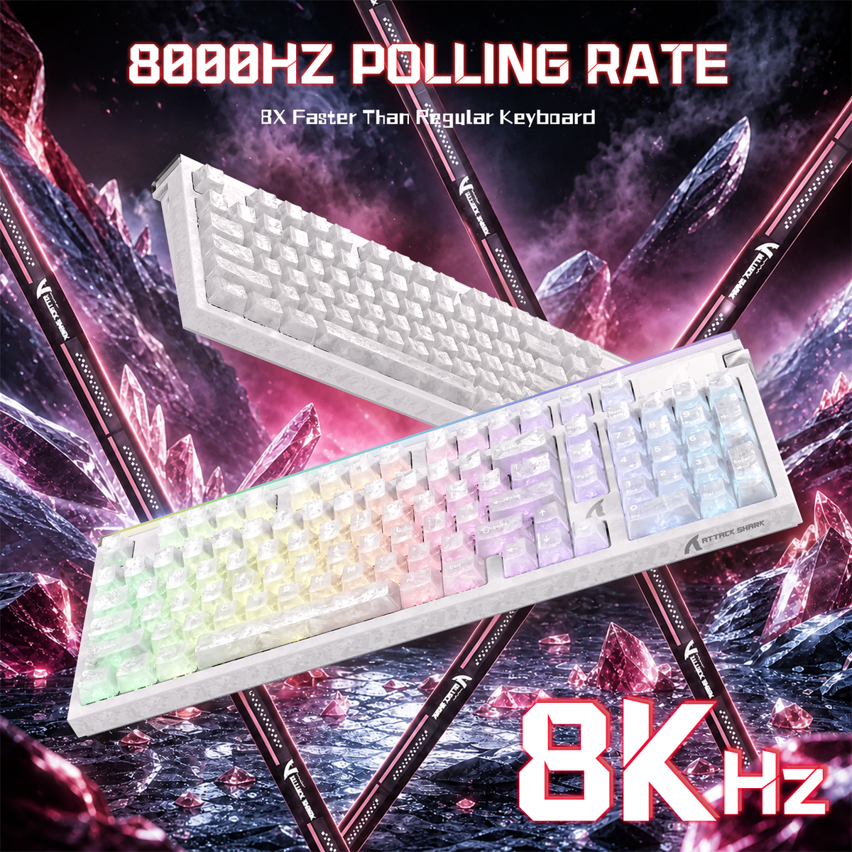 Klawiatura przewodowa ATTACK SHARK R98 HE z włókna węglowego, szybkim spustem, magnetycznym przełącznikiem oraz kablem Ultra RGB C01 w oplocie spiralnym