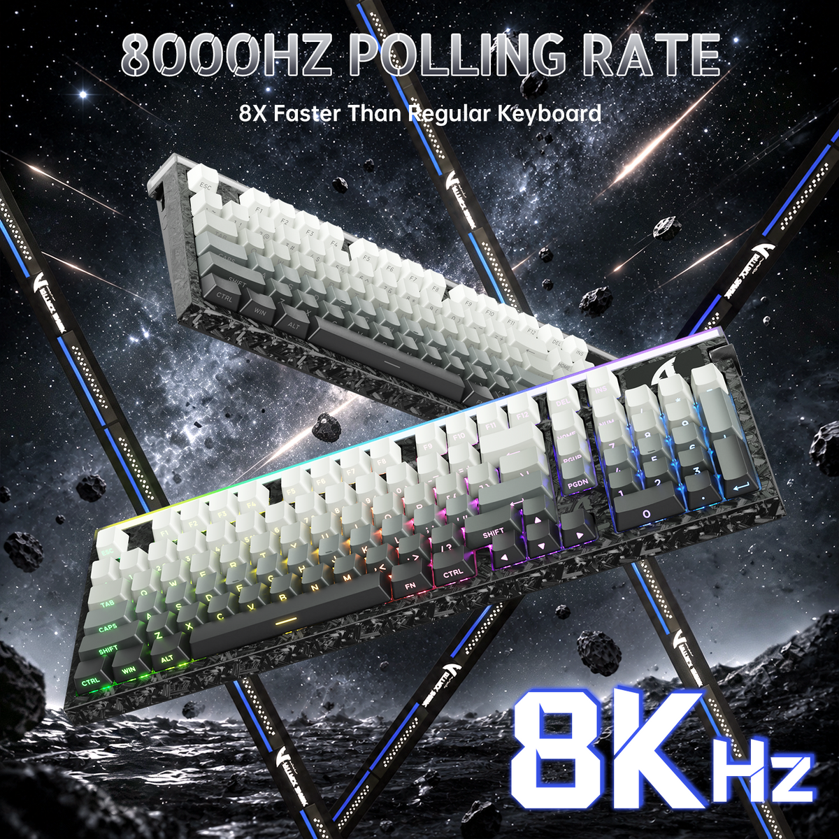 Klawiatura przewodowa ATTACK SHARK R98 HE z włókna węglowego, szybkim spustem, magnetycznym przełącznikiem oraz kablem Ultra RGB C01 w oplocie spiralnym