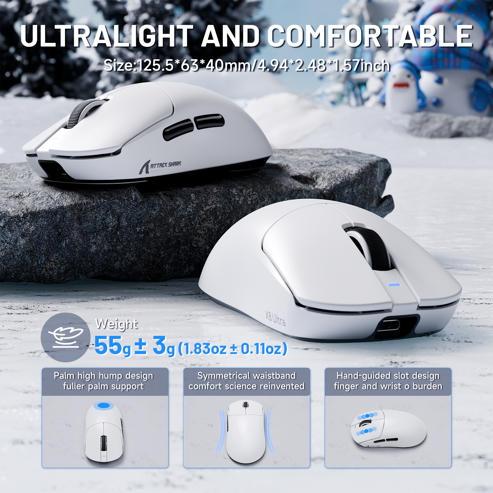 ATTACK SHARK X8 Ultra 8KHz Wireless Gaming Mouse With C06 Ultra Cable