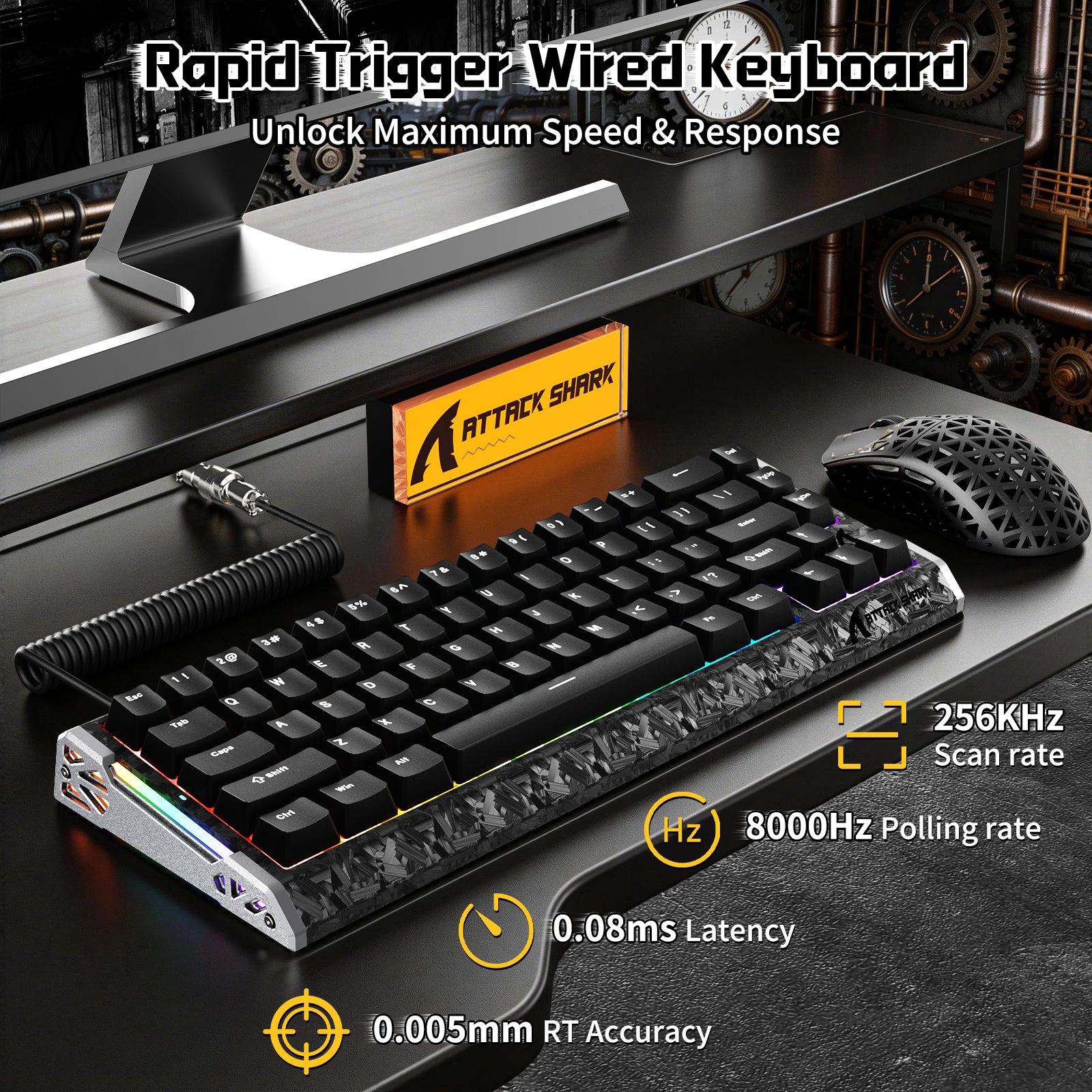ATTACK SHARK R68 HE & R5 ULTRA Zestaw gamingowy z włókna węglowego z kablem C01 ULTRA w oplocie
