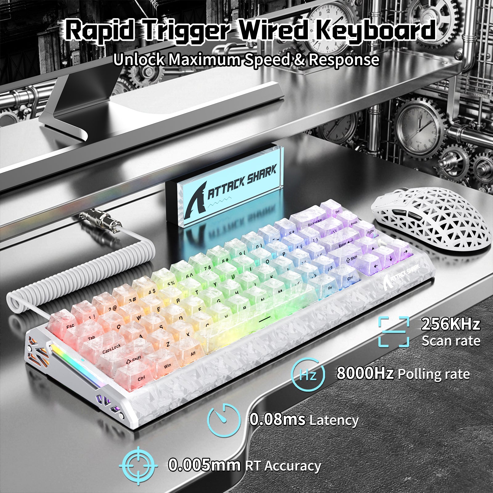 ATTACK SHARK R68 HE & R5 ULTRA Zestaw gamingowy z włókna węglowego z kablem C01 ULTRA w oplocie