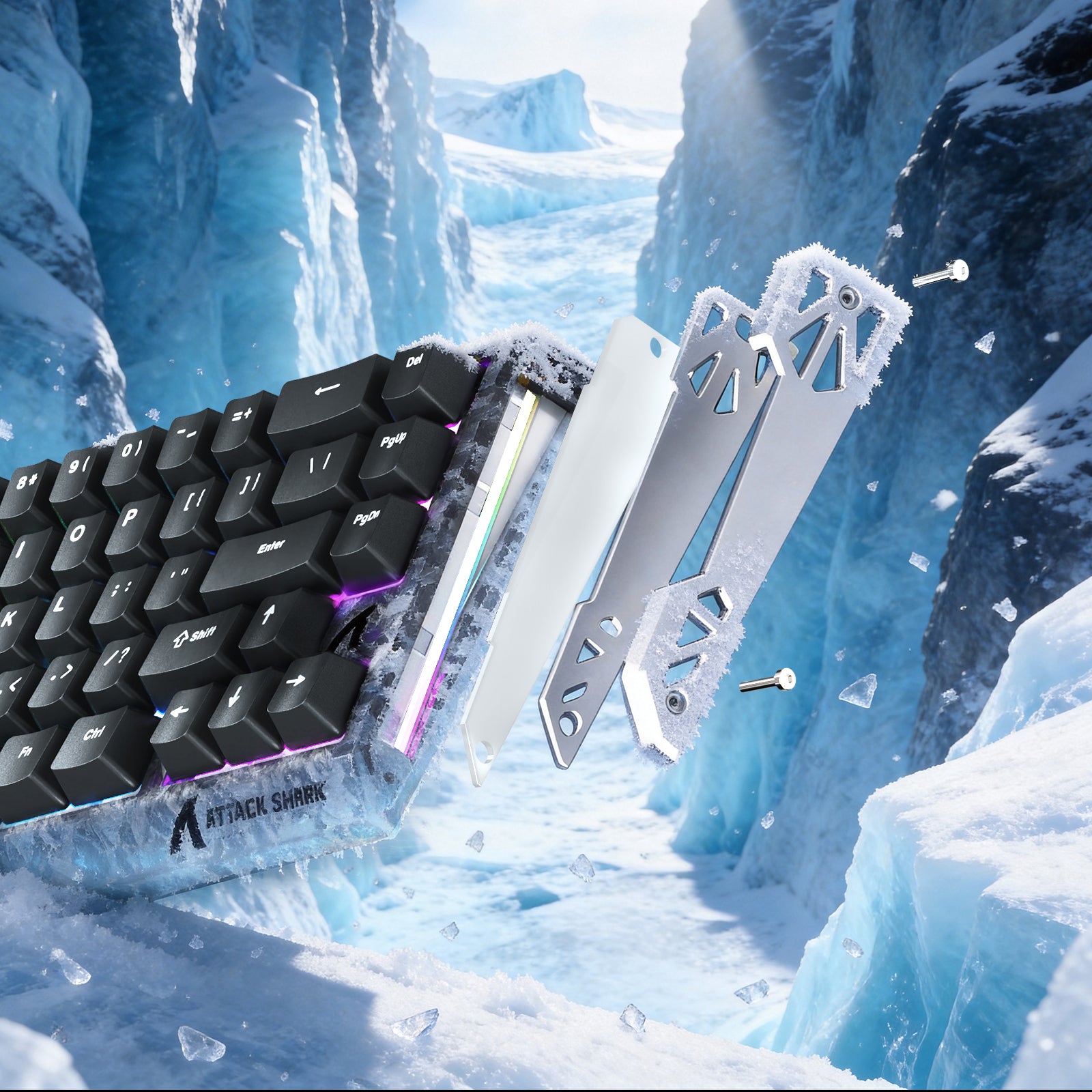 ATTACK SHARK R68 HE Carbon Fiber Wired Rapid Trigger Magnetic Switch Keyboard With C01 Ultra RGB Coiled Cable