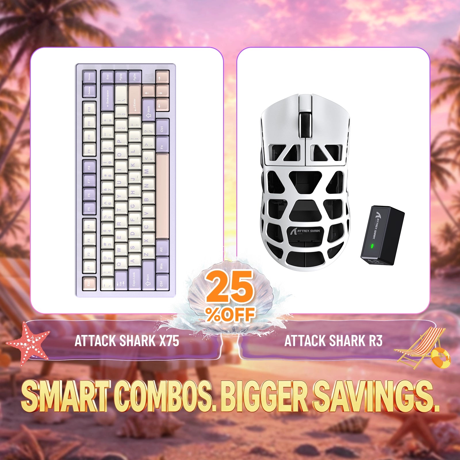 ATTACK SHARK X75 Pełna aluminiowa klawiatura + zestaw myszy do gier z stopu magnezu R3