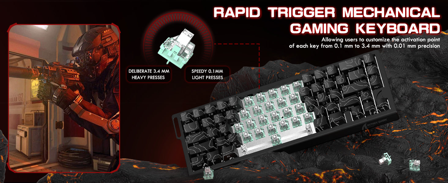 ATTACK SHARK X68 HE Klawiatura z Magnetycznym Przełącznikiem Rapid Trigger ze Spiralnym Kablem C01PRO