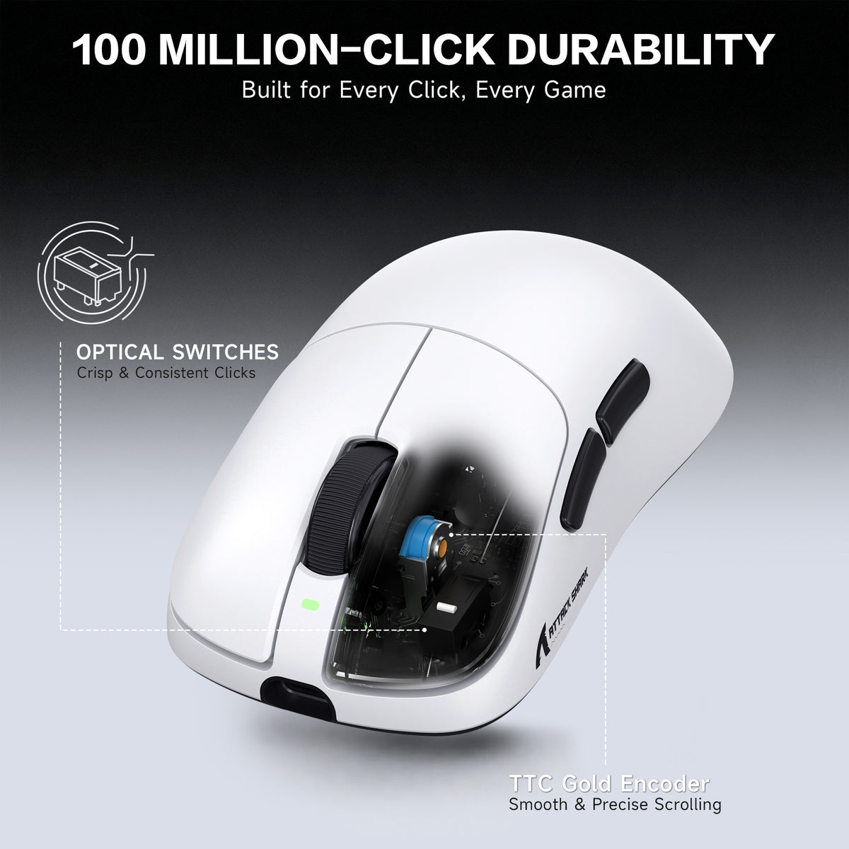 Ergonomiczna bezprzewodowa mysz gamingowa ATTACK SHARK V2 AIR PAW3955MAX