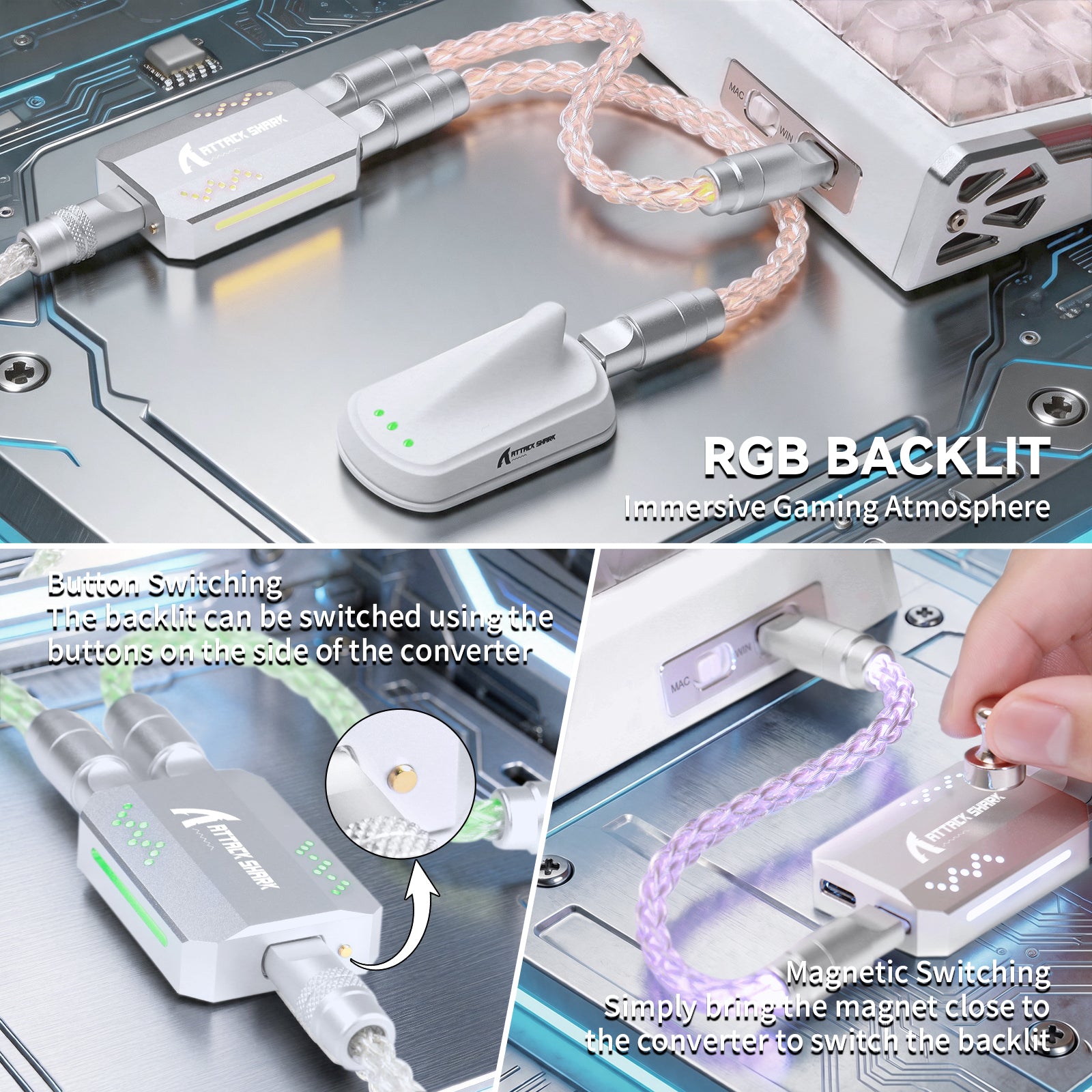 ATTACK SHARK C07 PRO Kabel 2 w 1 Type C do klawiatury/myszy do gier 8KHz