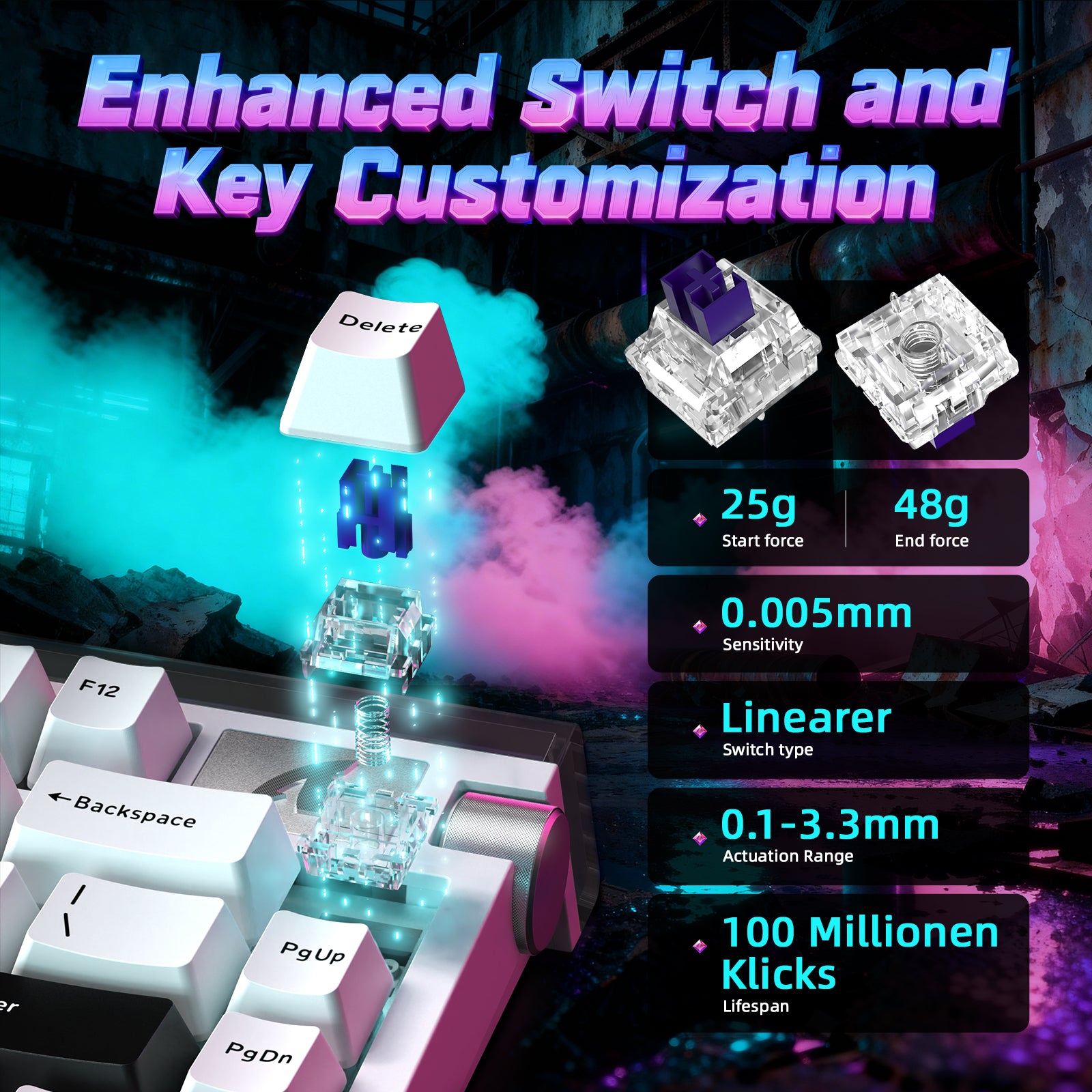ATTACK SHARK R85 HE Rapid Trigger Klawiatura z kablem LED C01ULTRA