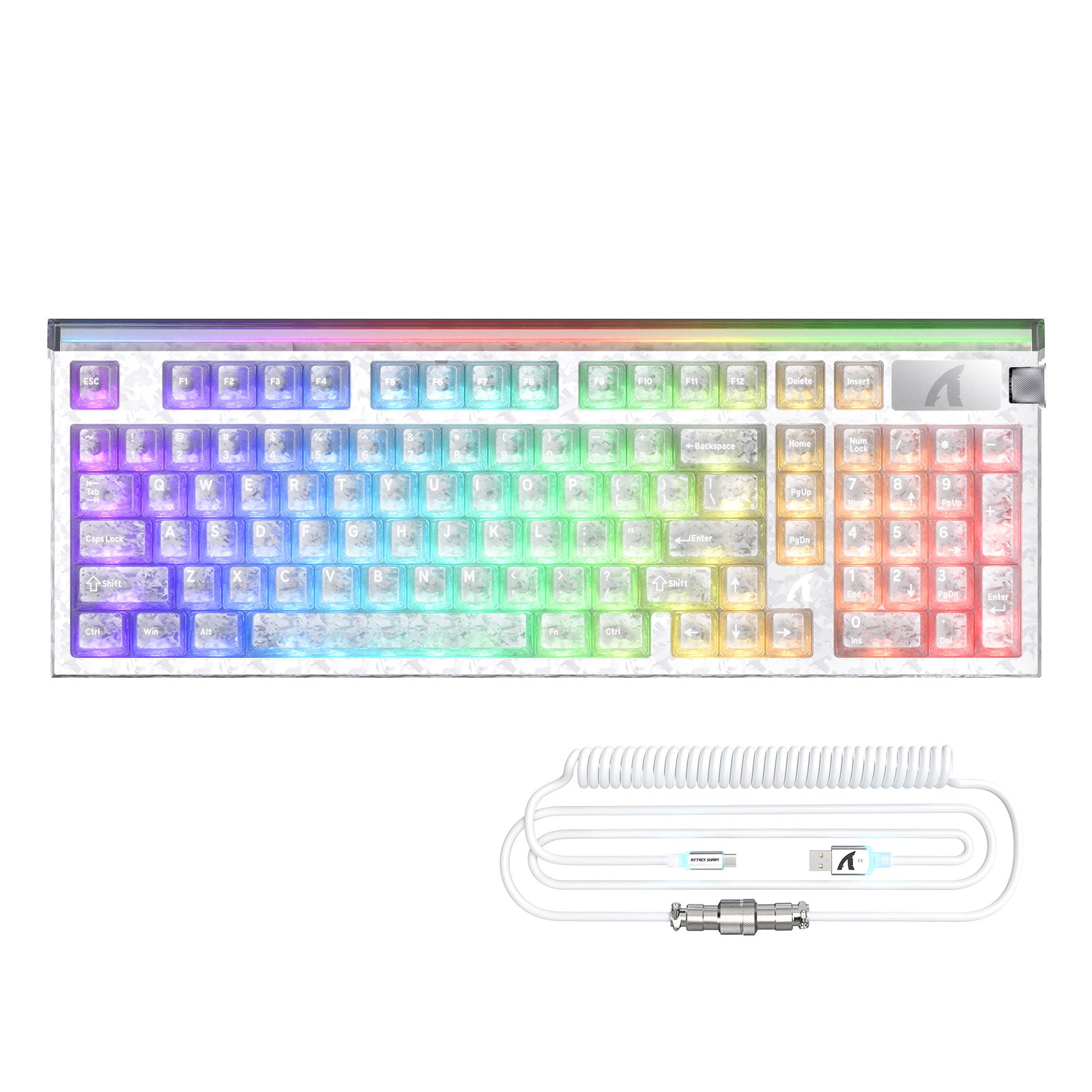 Klawiatura przewodowa ATTACK SHARK R98 HE z włókna węglowego, szybkim spustem, magnetycznym przełącznikiem oraz kablem Ultra RGB C01 w oplocie spiralnym