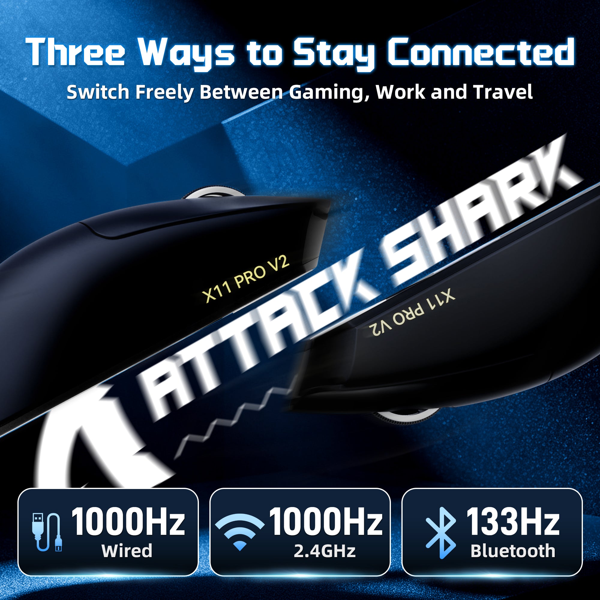 Bezprzewodowa mysz gamingowa ATTACK SHARK X11 PRO V2 z wyświetlaczem TFT i stacją ładującą