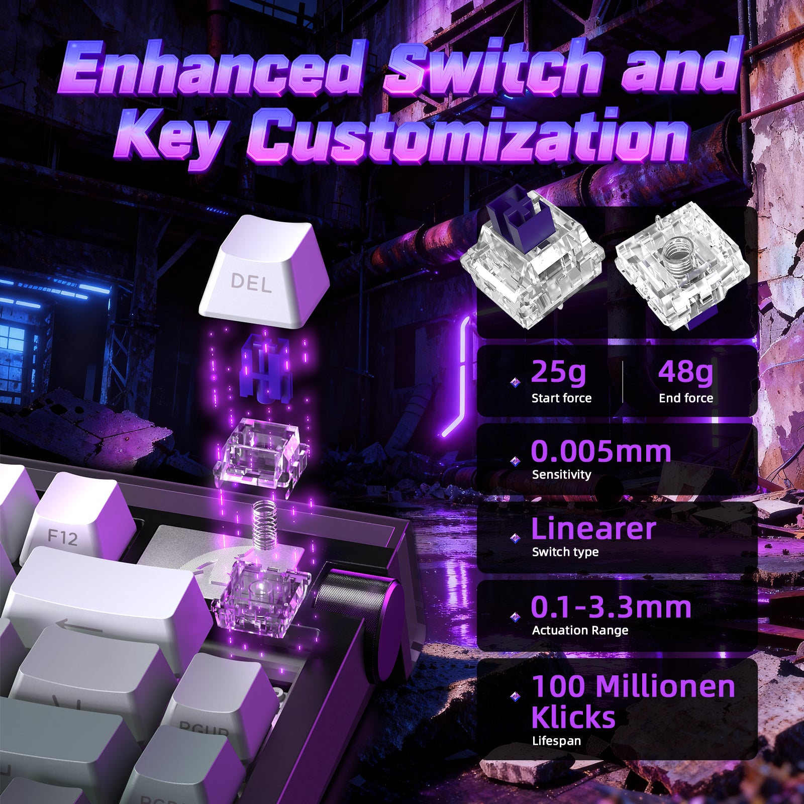 ATTACK SHARK R85 HE Rapid Trigger Klawiatura z kablem LED C01ULTRA