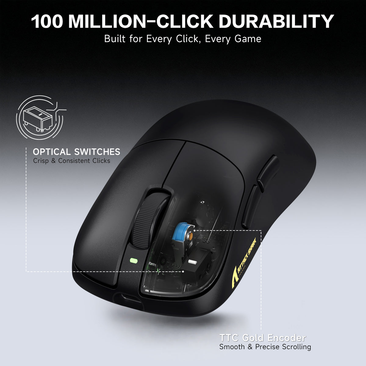 Ergonomiczna bezprzewodowa mysz gamingowa ATTACK SHARK V2 AIR PAW3955MAX