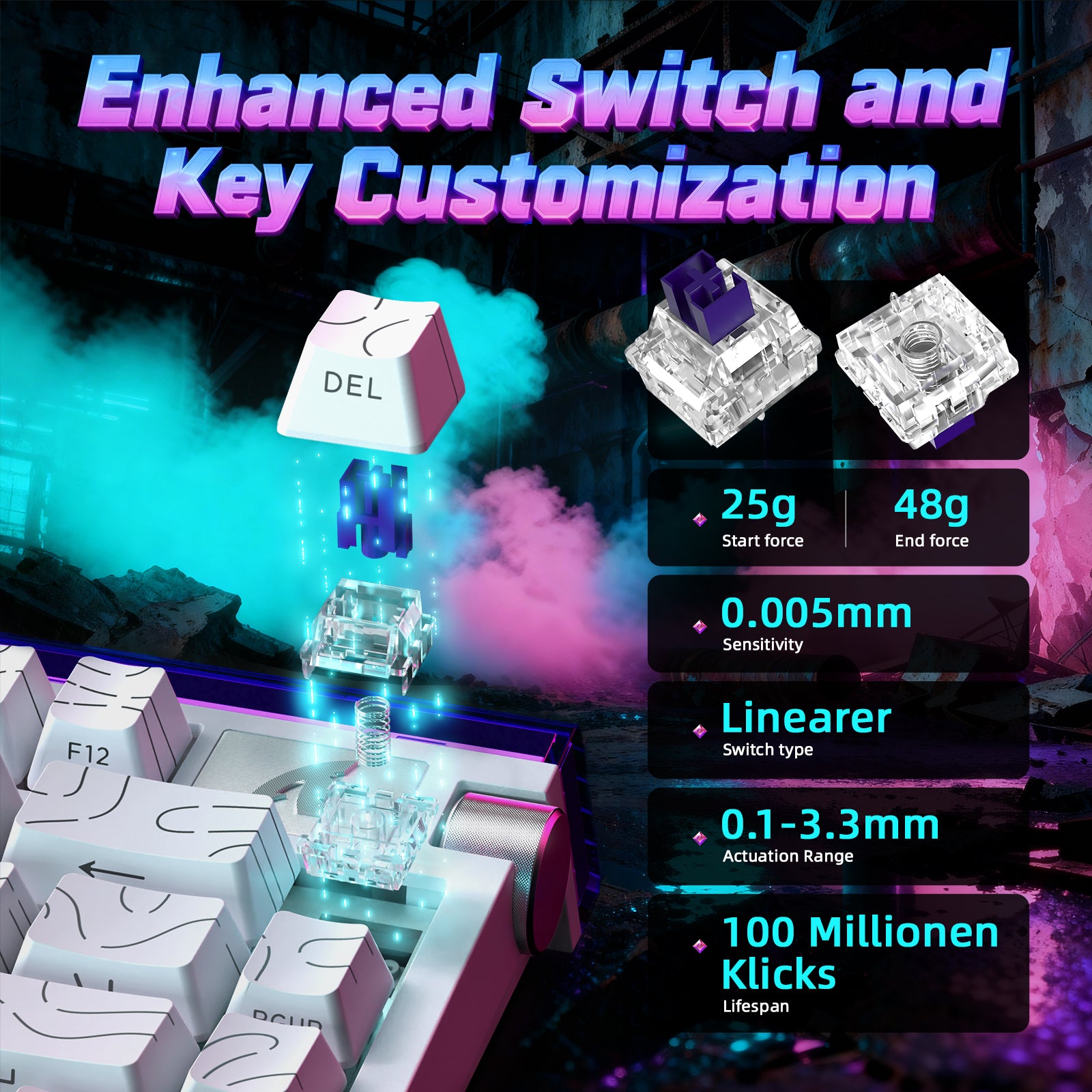 ATTACK SHARK R85 HE Rapid Trigger Klawiatura z kablem LED C01ULTRA