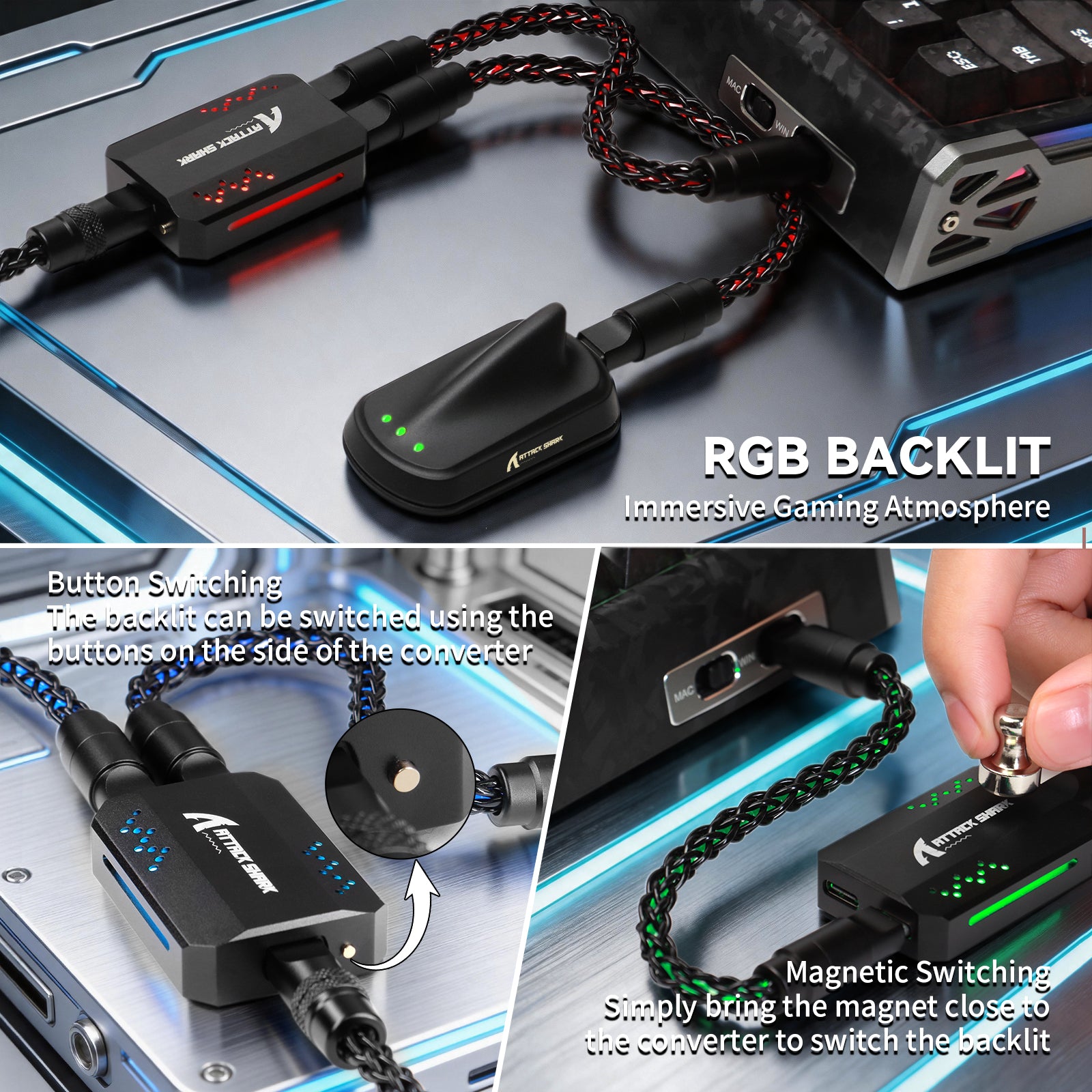 ATTACK SHARK C07 PRO Kabel 2 w 1 Type C do klawiatury/myszy do gier 8KHz