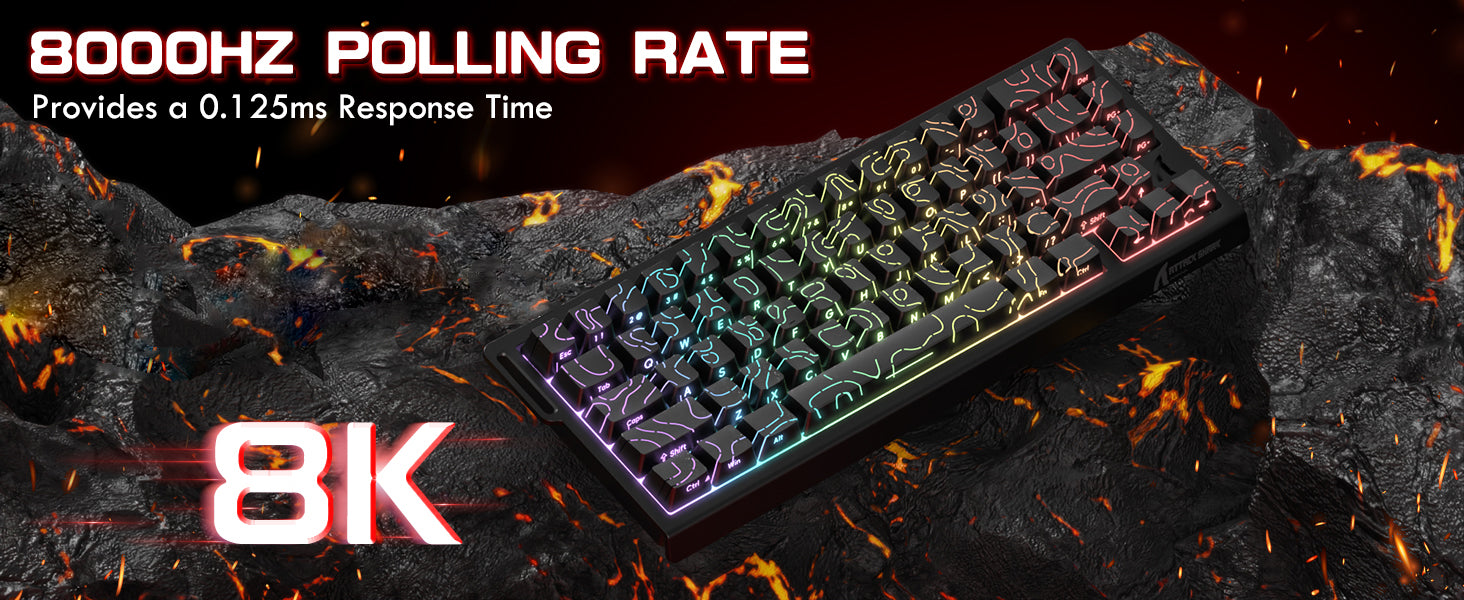 ATTACK SHARK X68PRO HE Bezprzewodowa Klawiatura Rapid Trigger ze Spiralnym Kablem