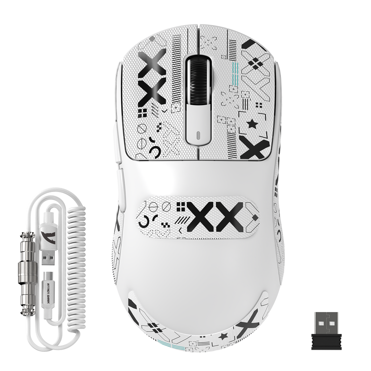 Bezprzewodowa mysz gamingowa ATTACK SHARK X3 MAX z sensorem PAW3950 i przewodem spiralnym C06