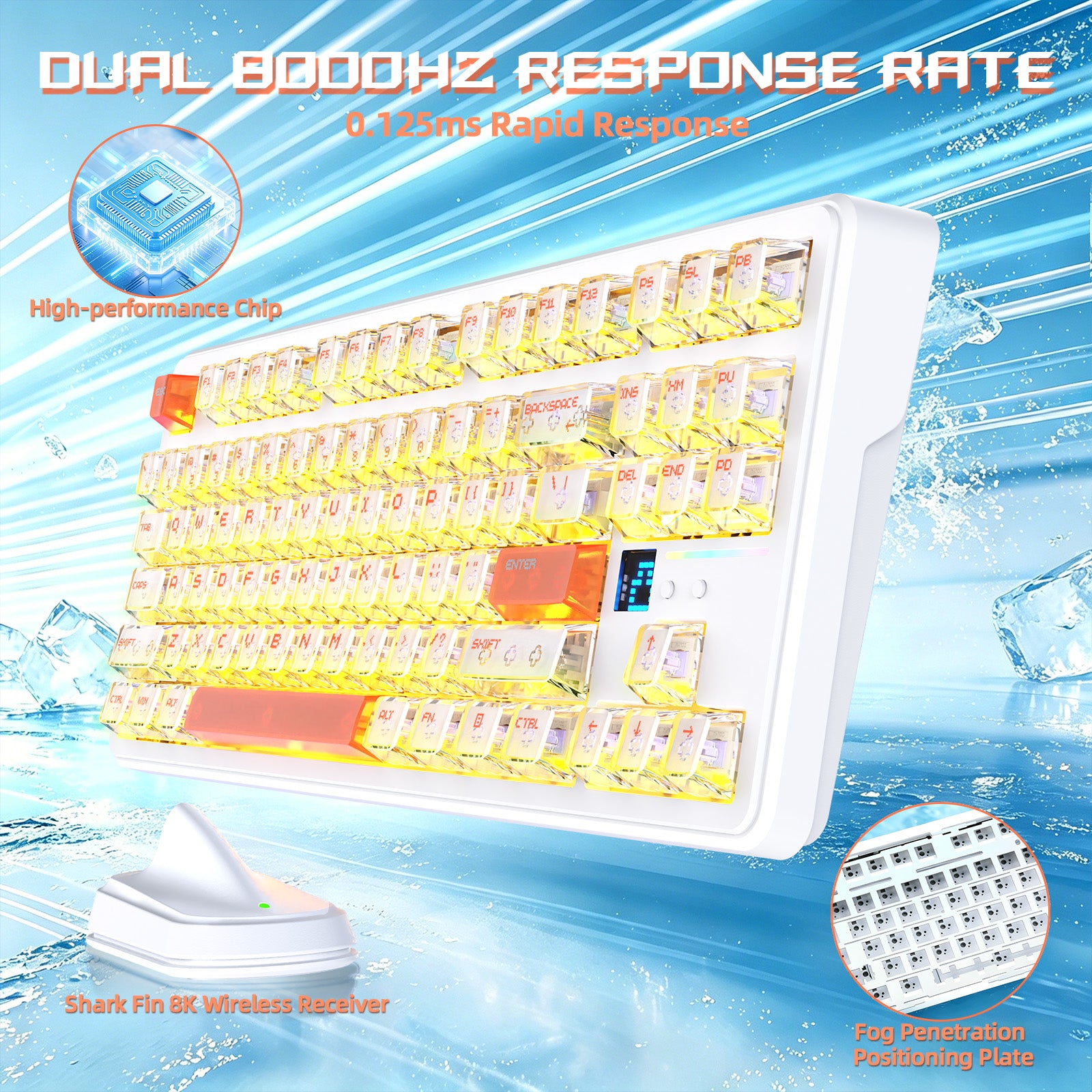 ATTACK SHARK X87 ULTRA Bezprzewodowa klawiatura do gier z odbiornikiem 8KHz i spiralnym kablem RGB
