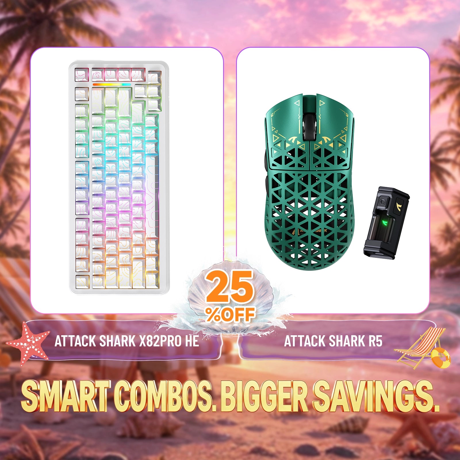 ATTACK SHARK X82PRO HE keyboard and R5 carbon fiber wireless mouse bundle with 25% off