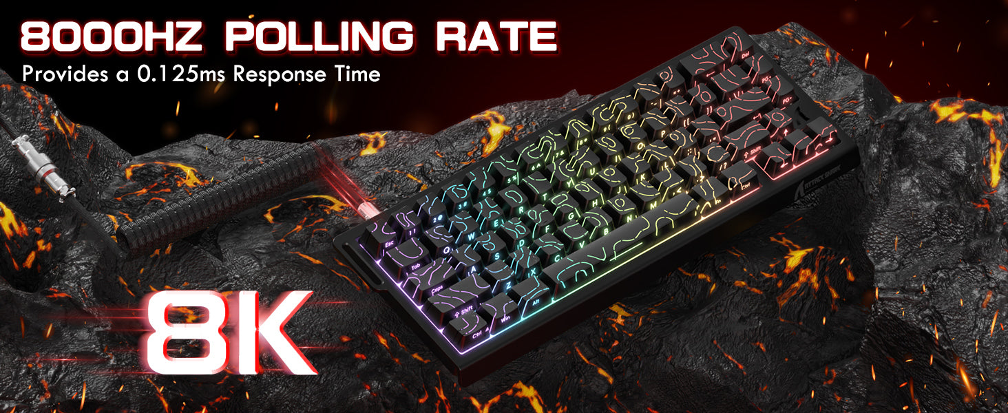 ATTACK SHARK X68 HE Klawiatura z Magnetycznym Przełącznikiem Rapid Trigger ze Spiralnym Kablem C01PRO