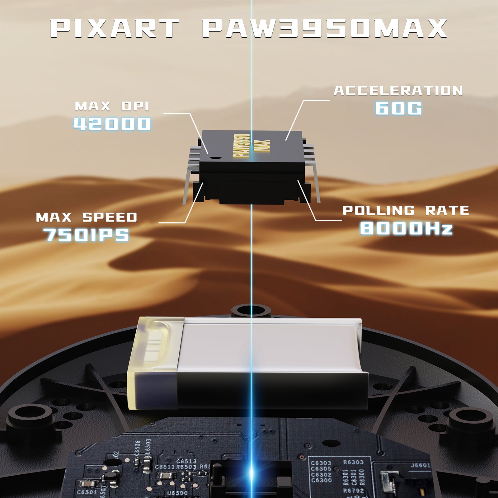 ATTACK SHARK V5 8KHz Bezprzewodowa mysz gamingowa PAW3950MAX z kablem C06 Ultra