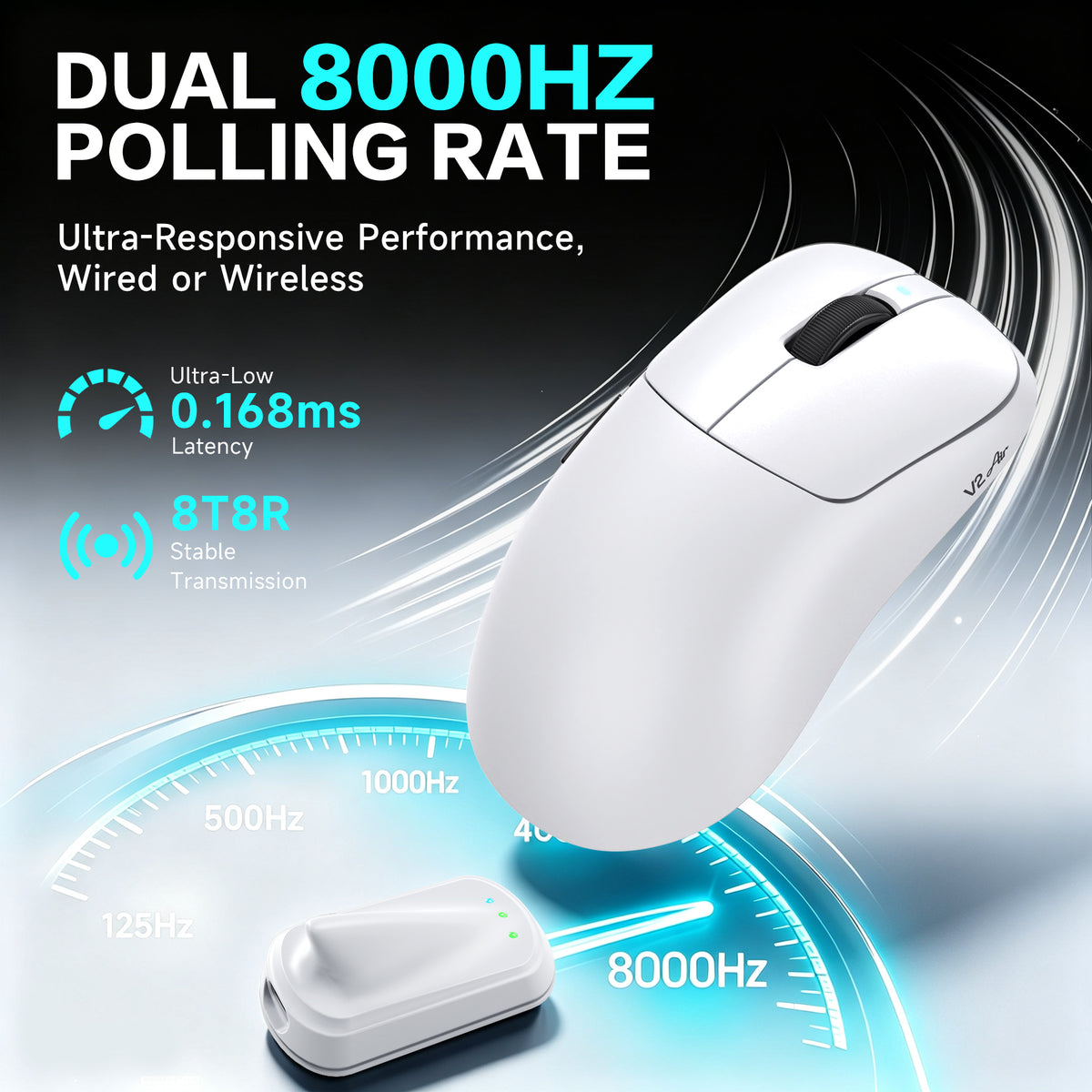 Ergonomiczna bezprzewodowa mysz gamingowa ATTACK SHARK V2 AIR PAW3955MAX